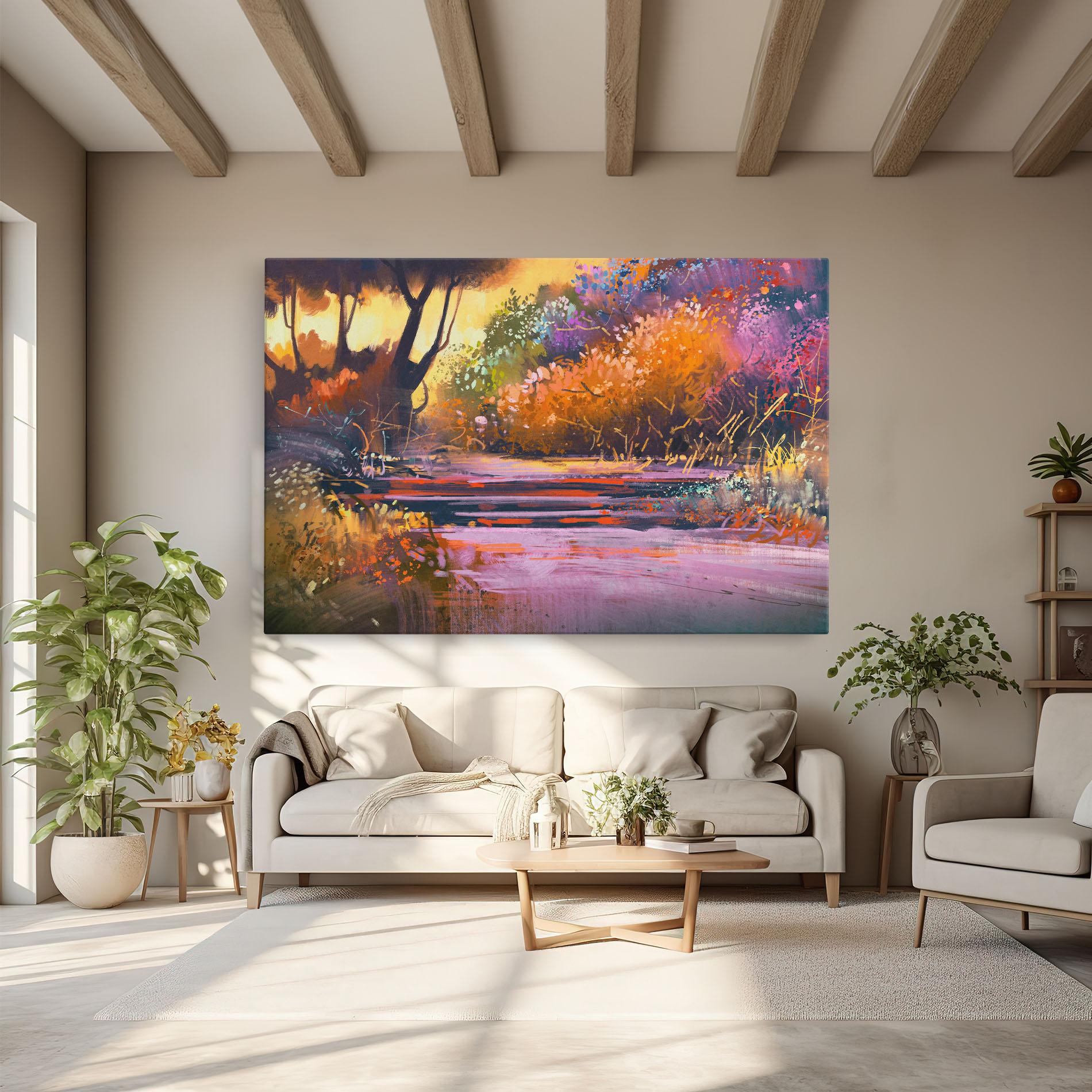 Leinwandbild Landscape Colorful Trees mockup 6