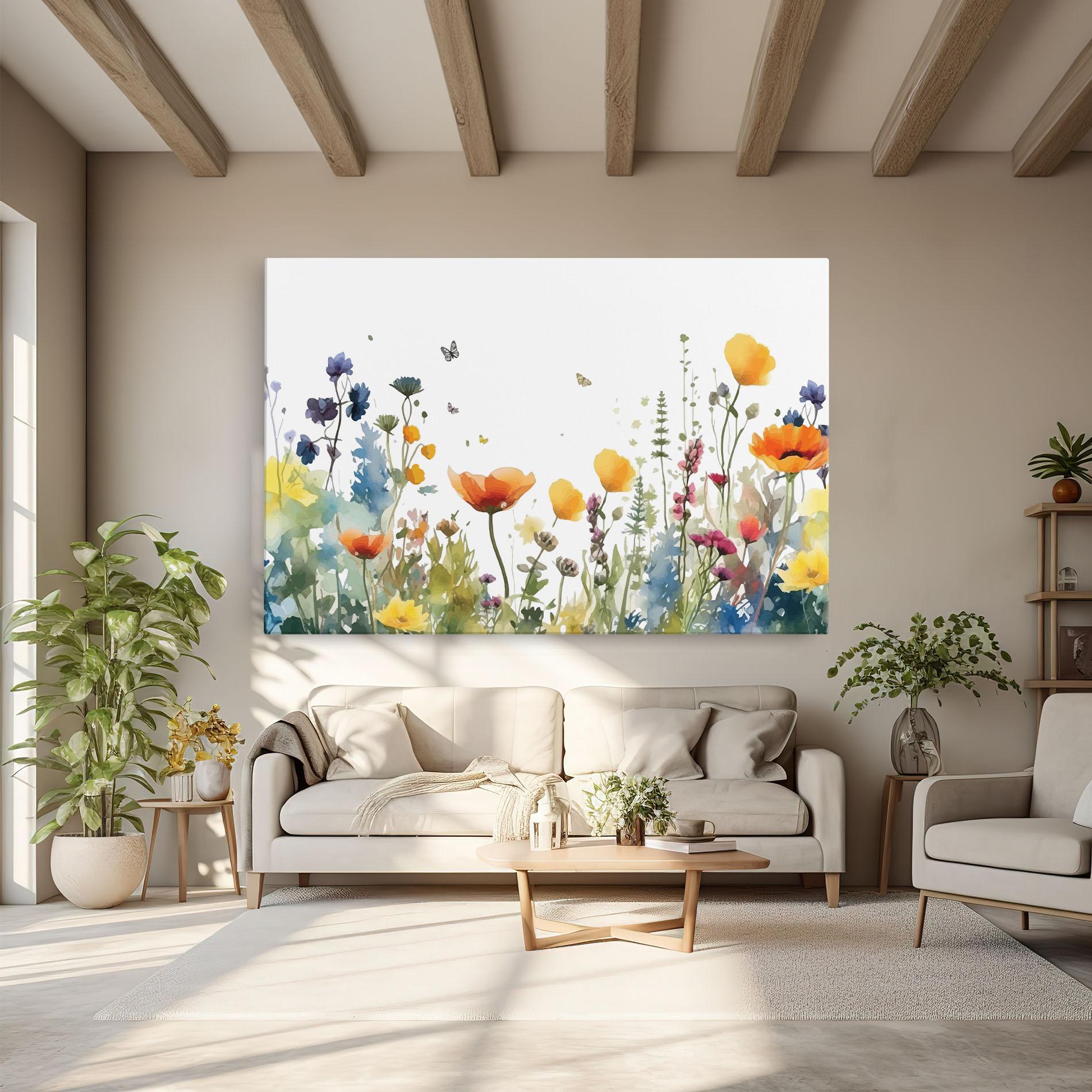 Leinwandbild Watercolor Spring Flowers mockup 6