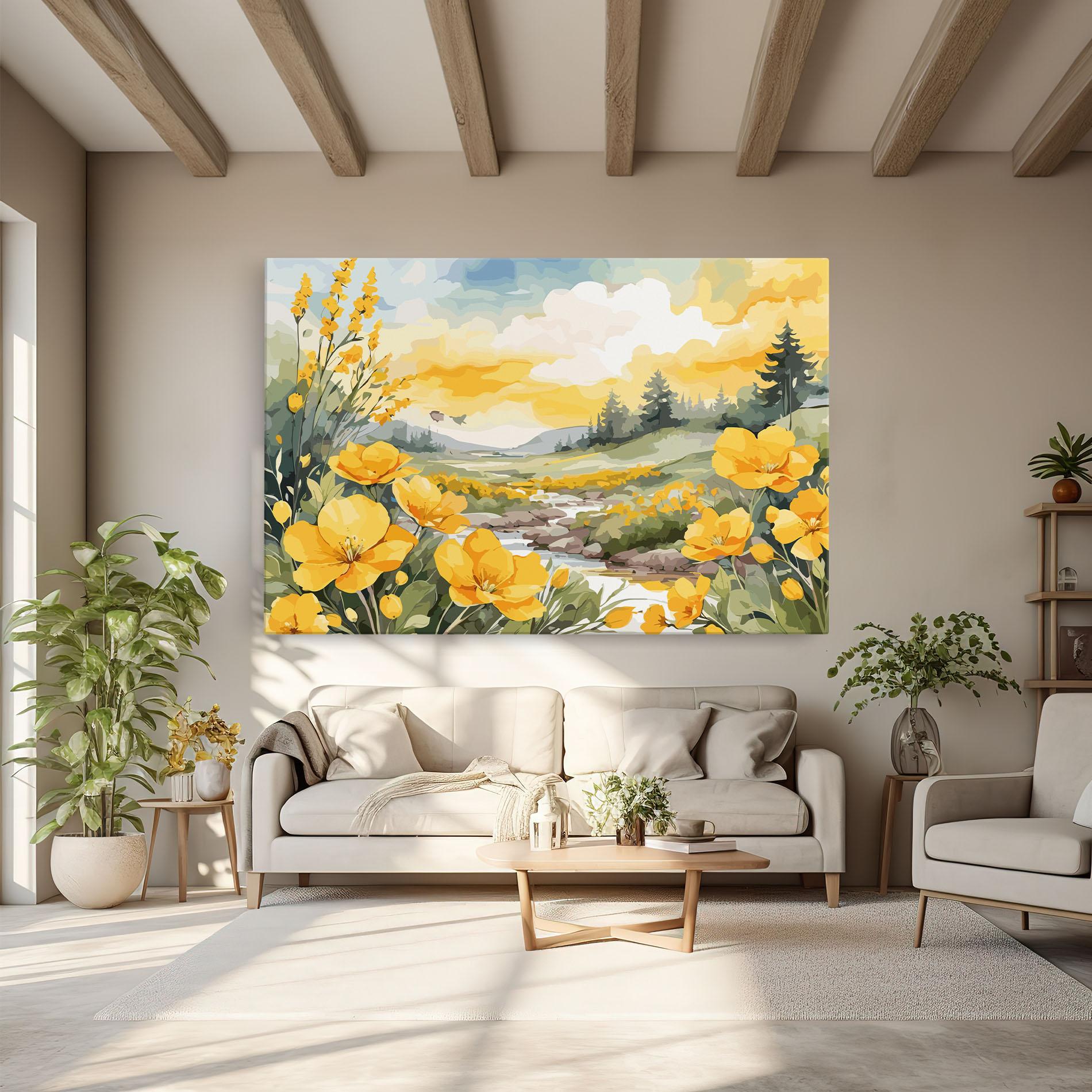 Leinwandbild Yellow Spring Flower mockup 6