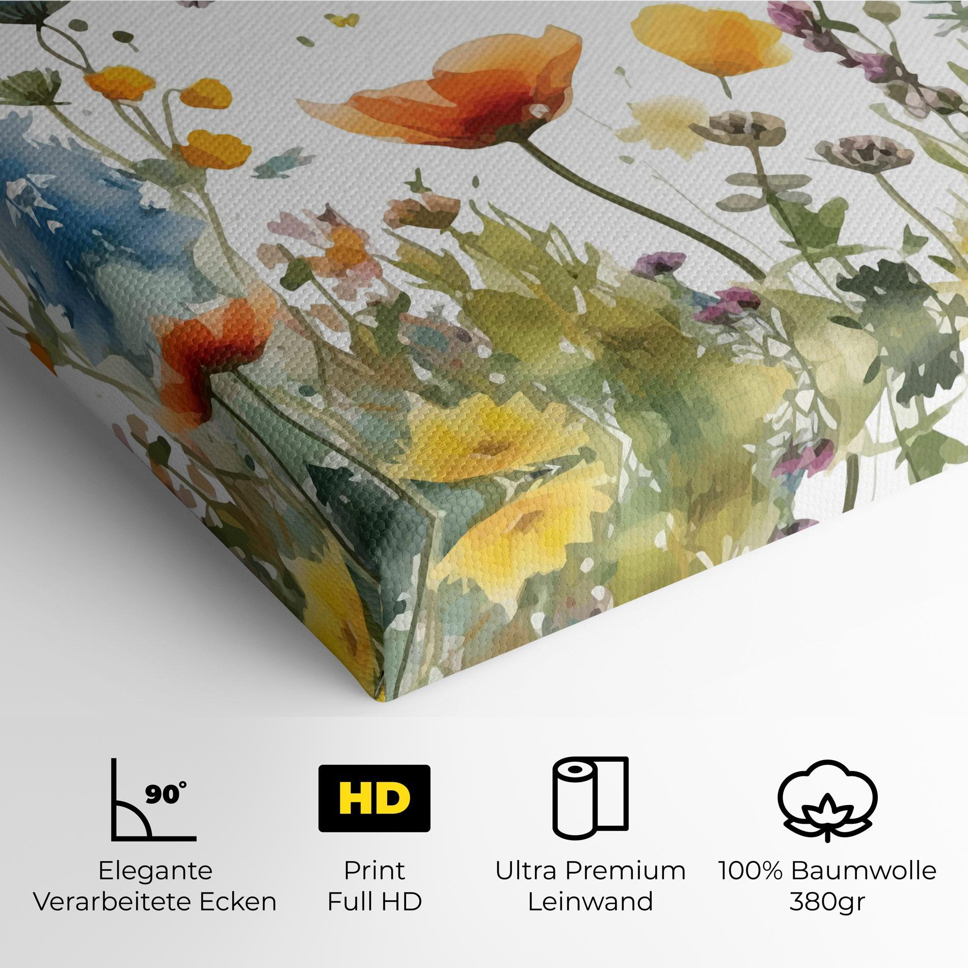 Leinwandbild Watercolor Spring Flowers mockup 4