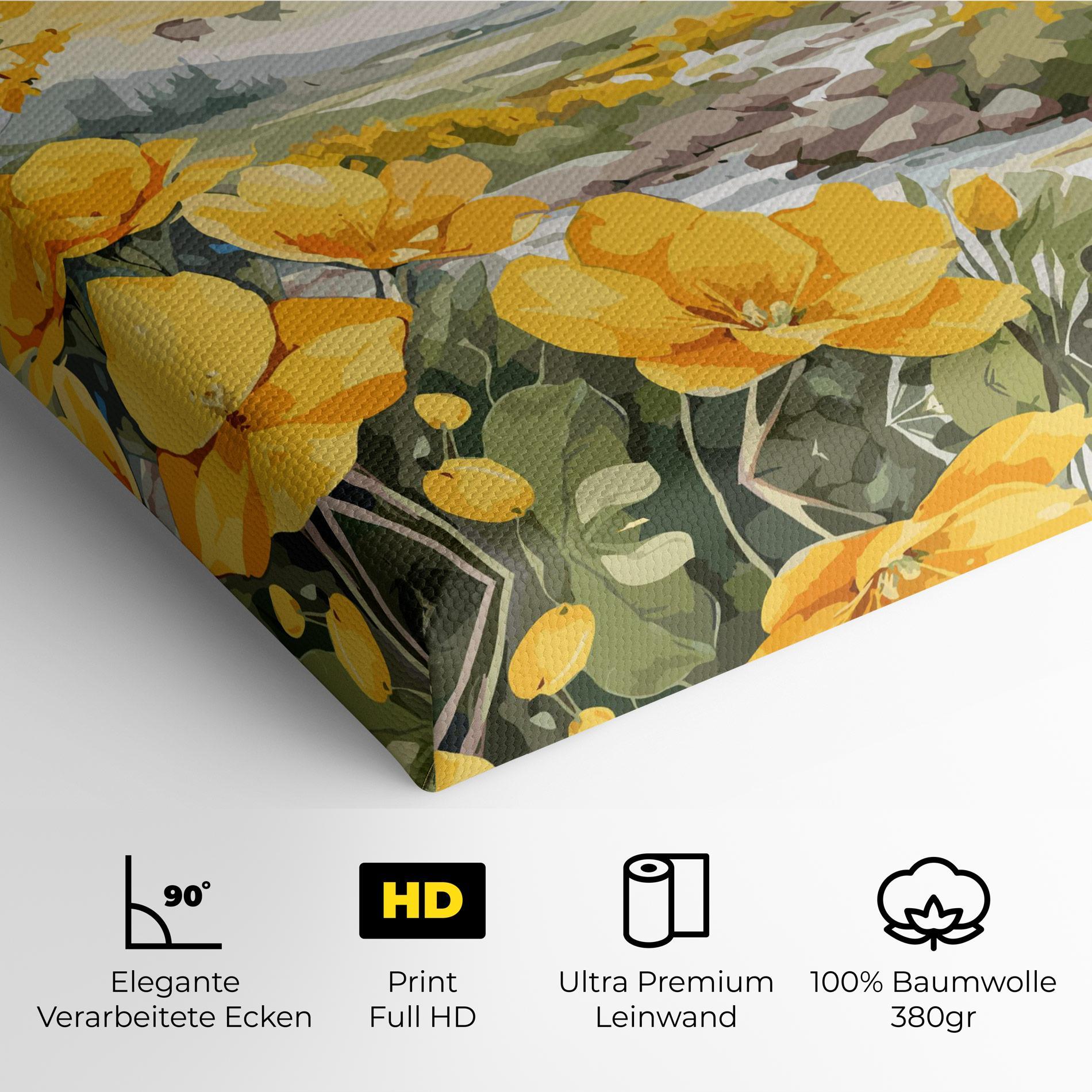 Leinwandbild Yellow Spring Flower mockup 4