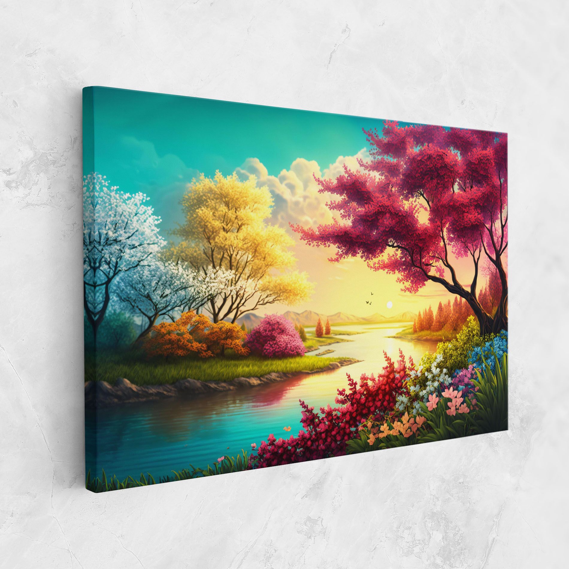 Pink Yellow Trees mockup 1