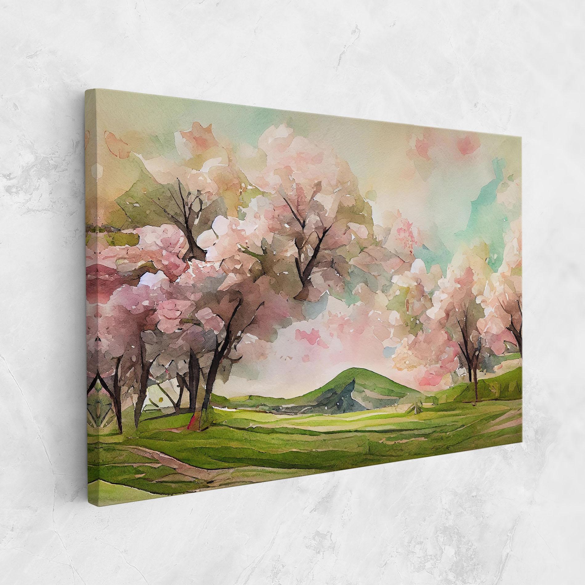 Leinwandbild Spring Pink Trees mockup 1