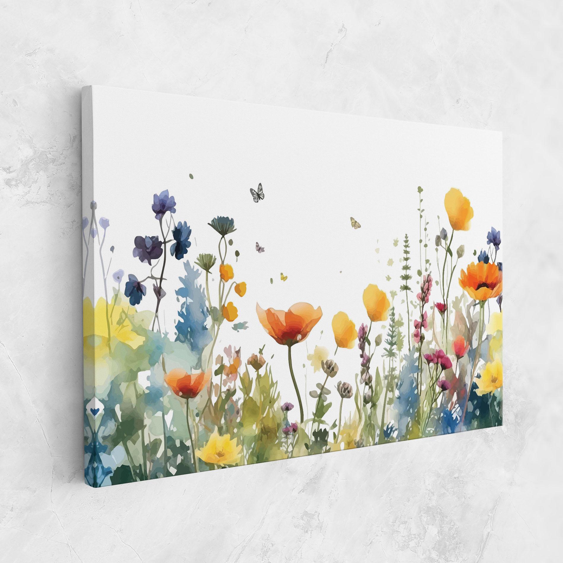 Leinwandbild Watercolor Spring Flowers mockup 1