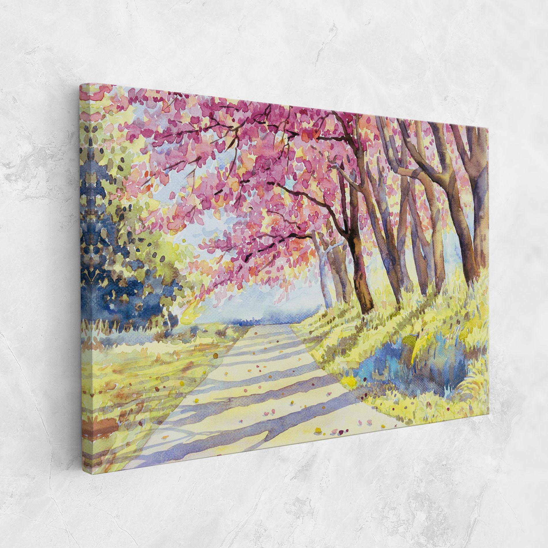Leinwandbild Watercolor Spring Landscape mockup 1