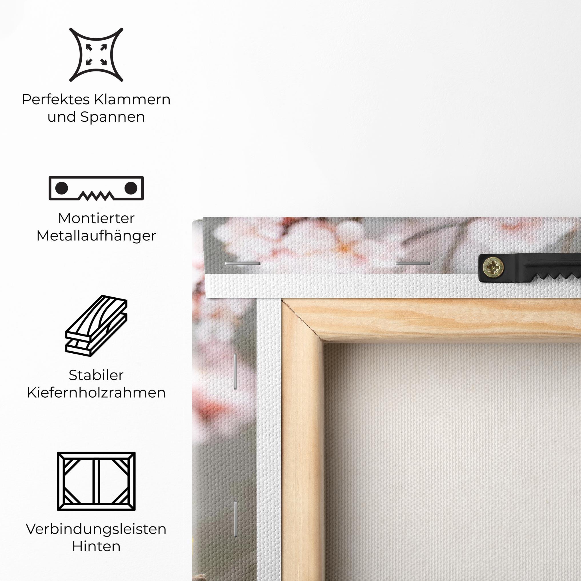 Leinwandbild Pretty Spring Yellow Bird mockup 5