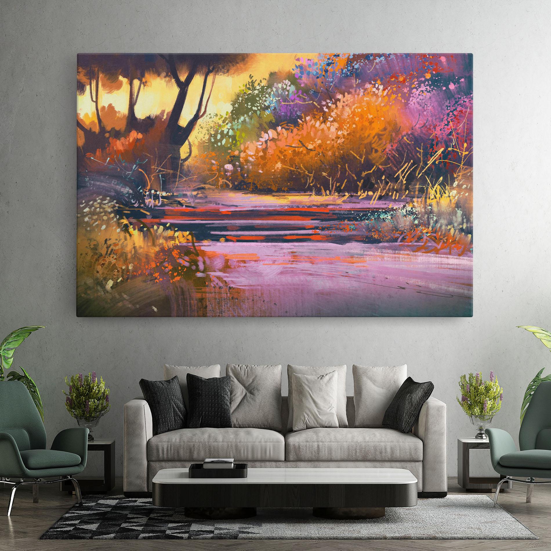 Leinwandbild Landscape Colorful Trees mockup 7