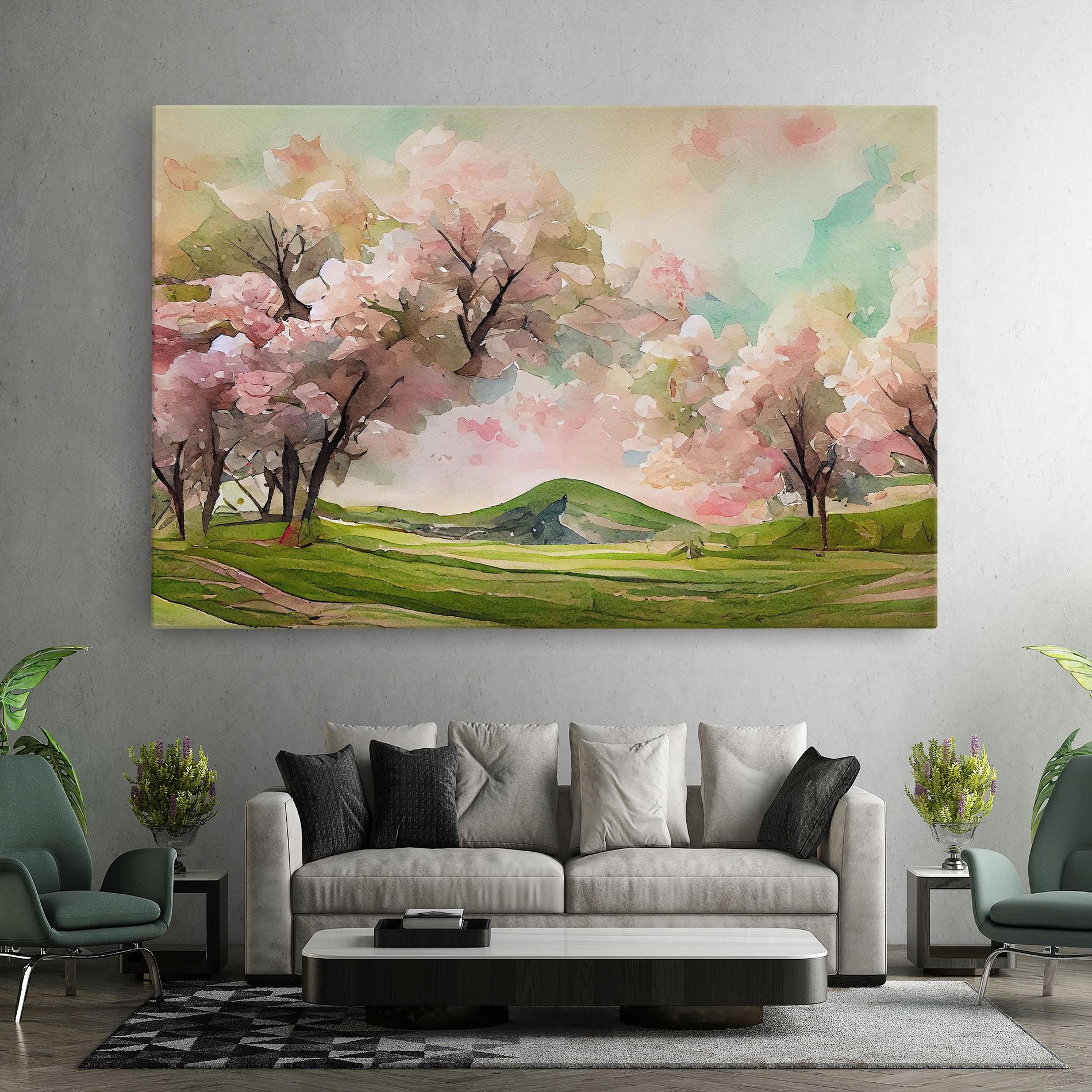 Leinwandbild Spring Pink Trees mockup 7