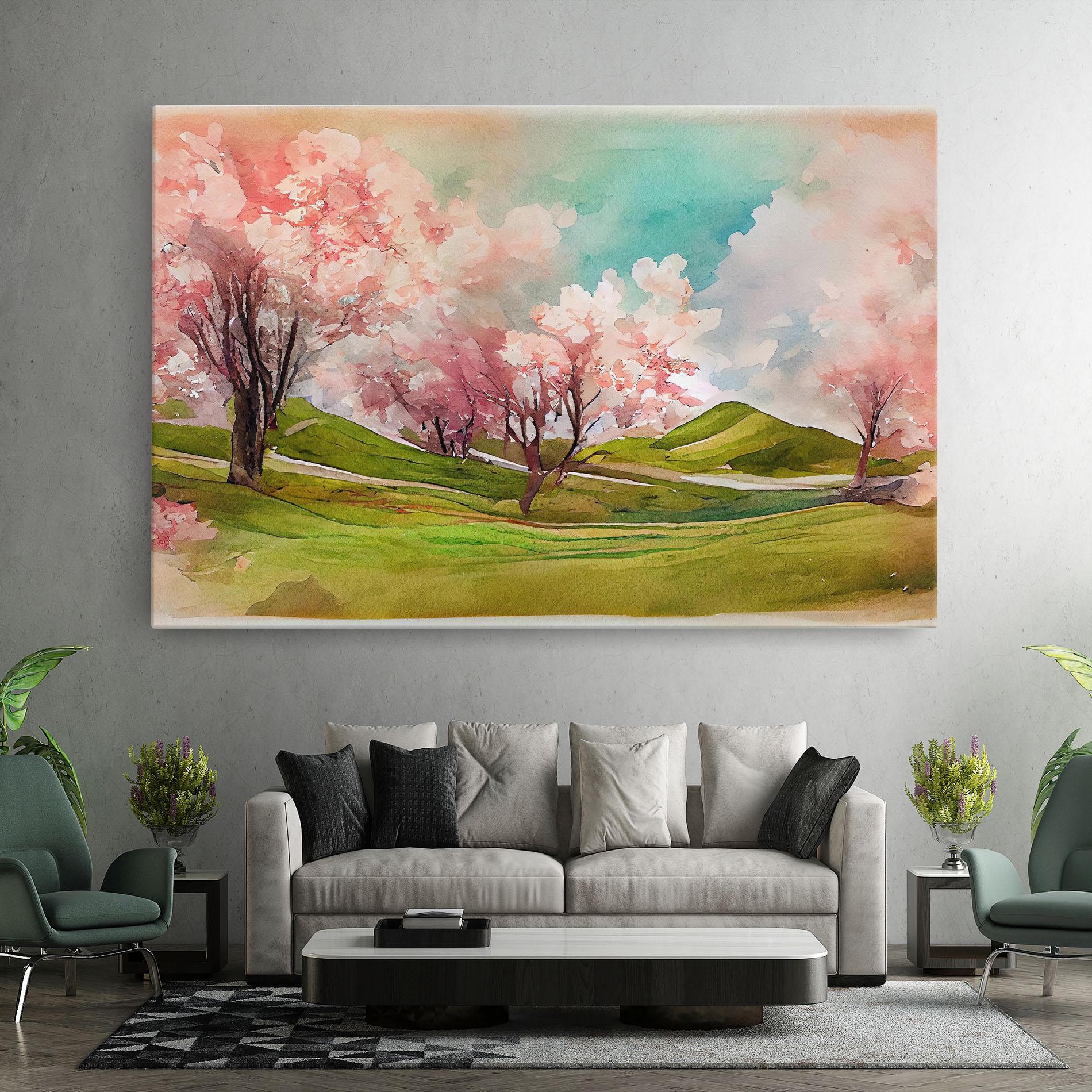 Leinwandbild Spring Trees Painting mockup 7