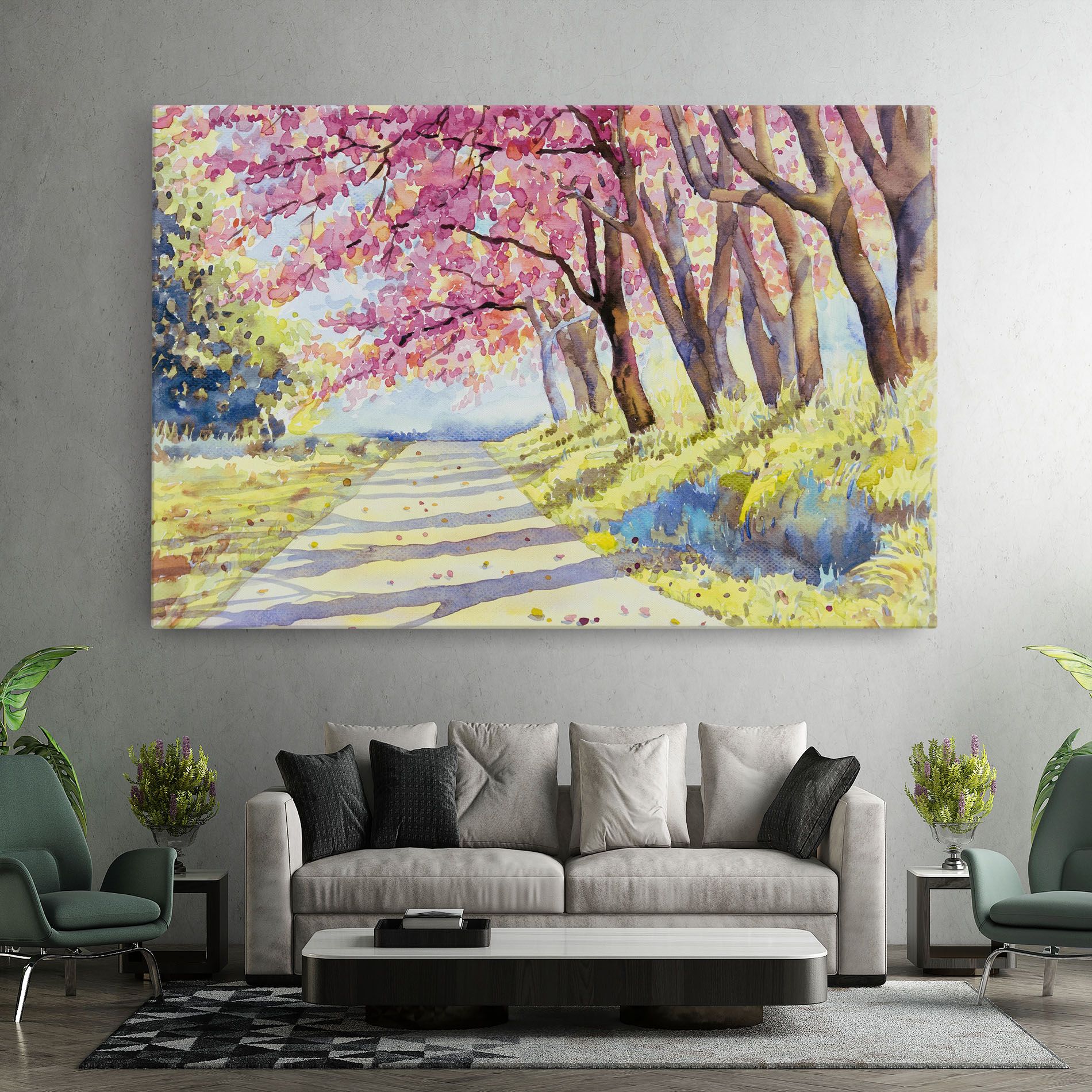 Watercolor Spring Landscape mockup 7