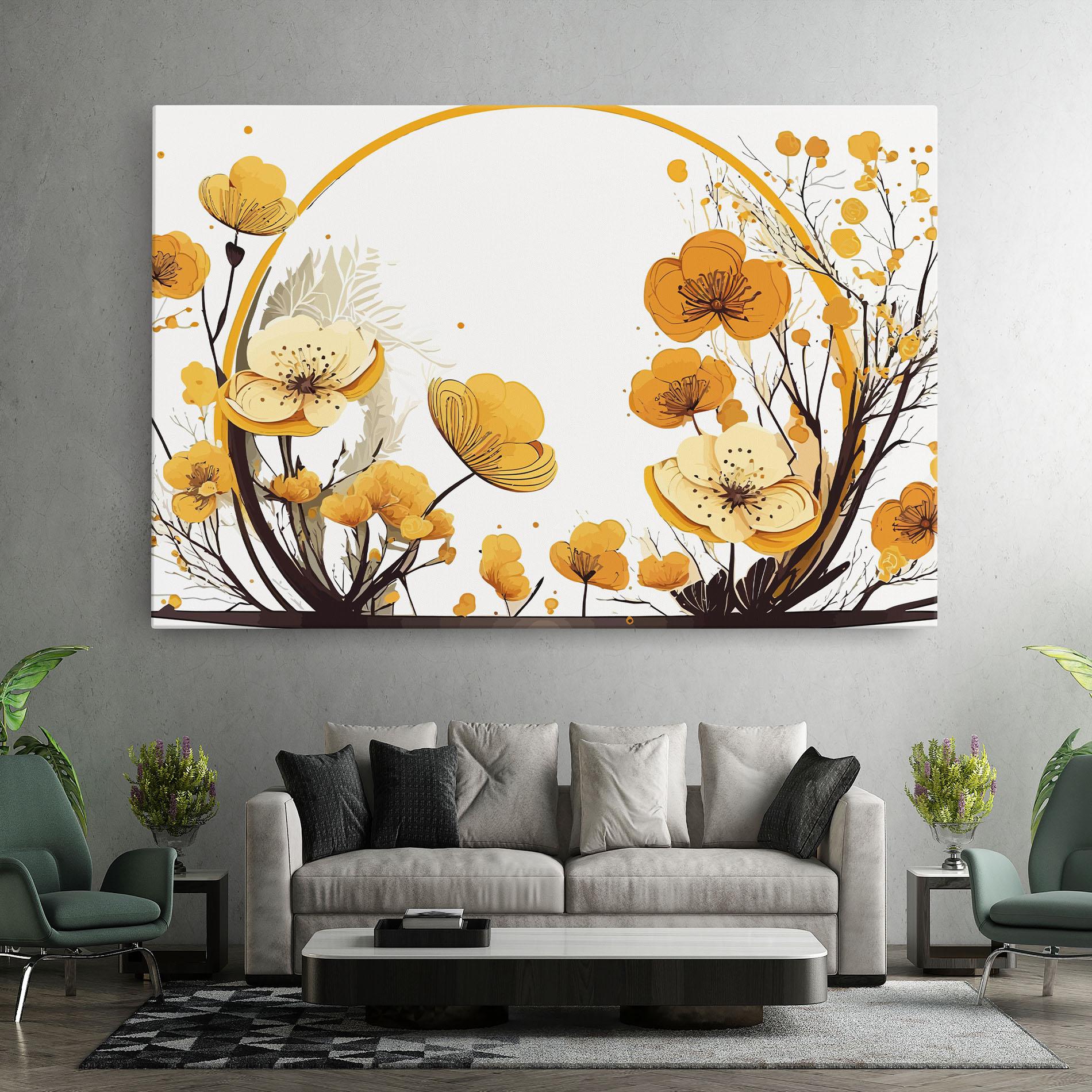 Leinwandbild Yellow Circle Flowers mockup 7