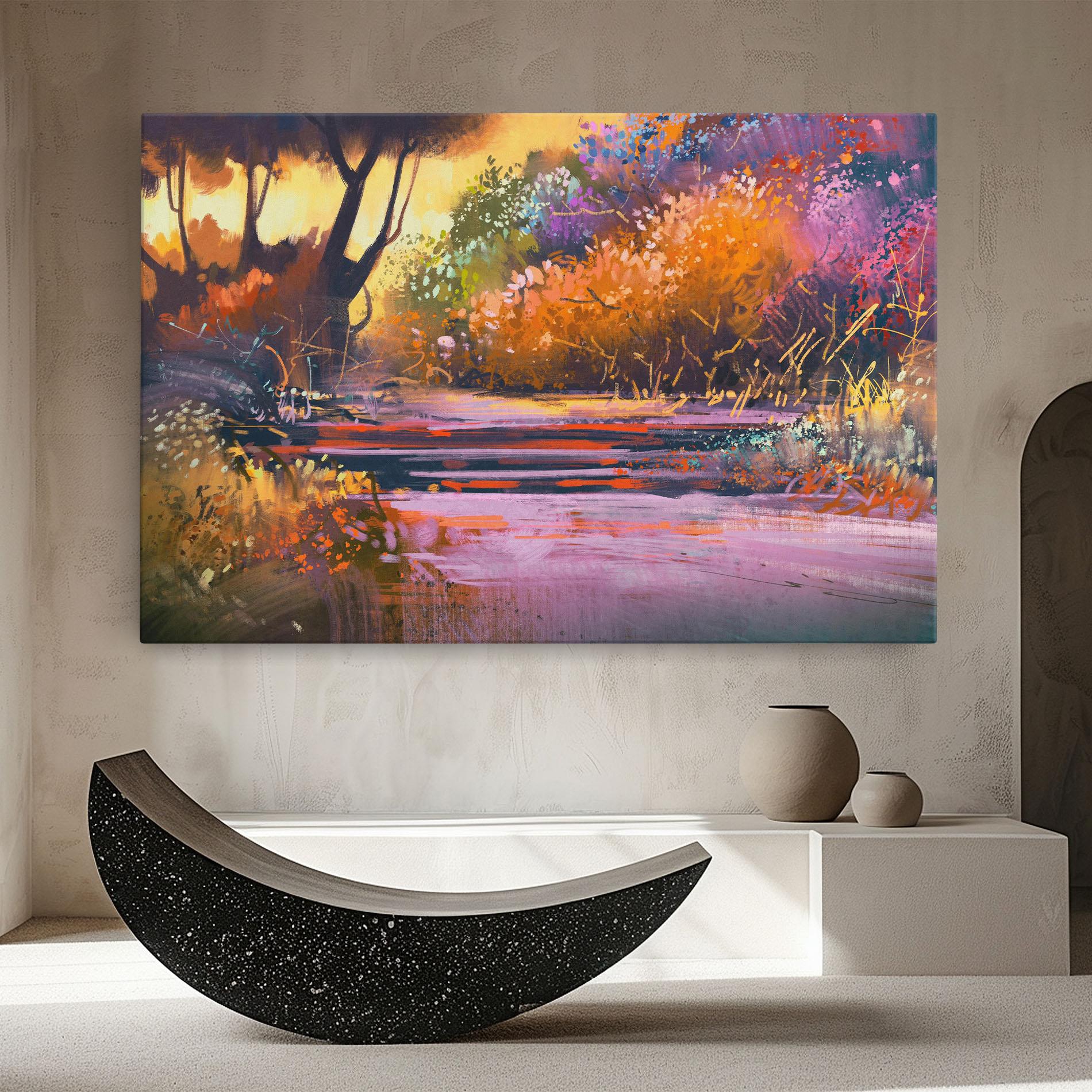 Leinwandbild Landscape Colorful Trees mockup 8