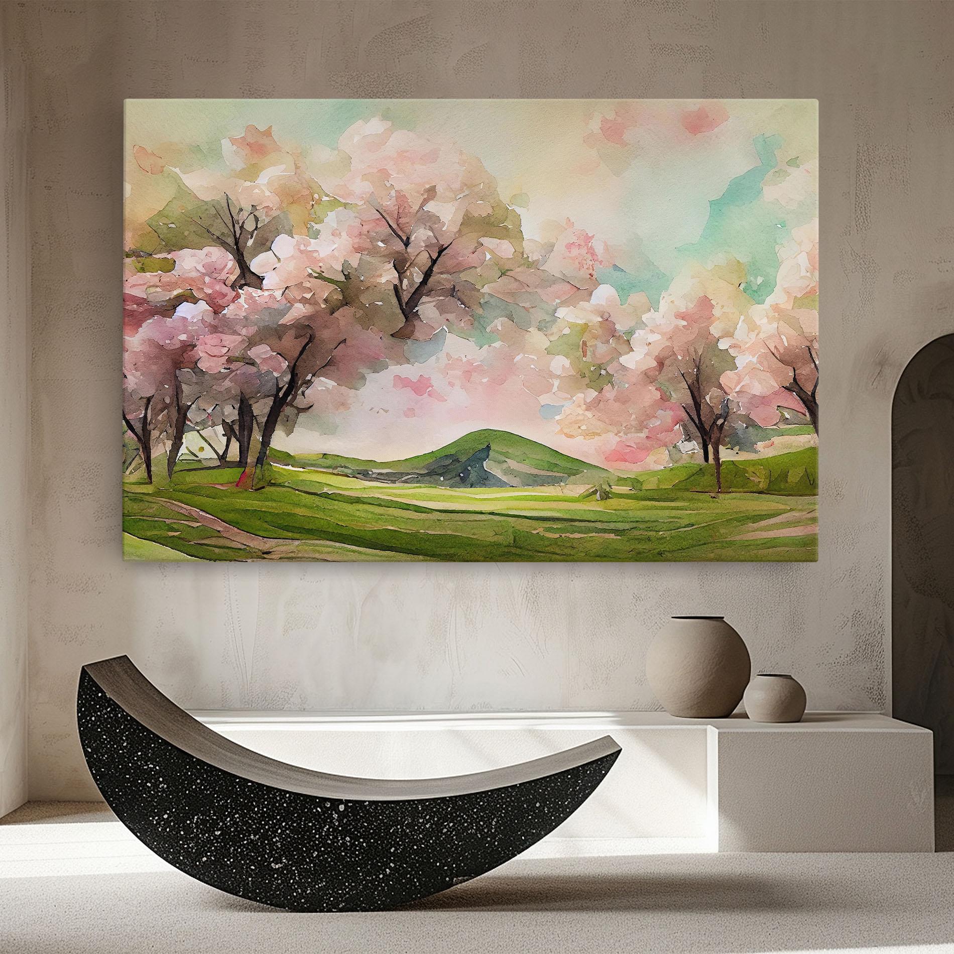 Leinwandbild Spring Pink Trees mockup 8