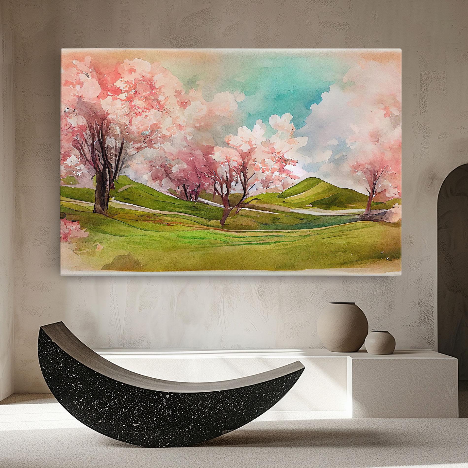 Leinwandbild Spring Trees Painting mockup 8