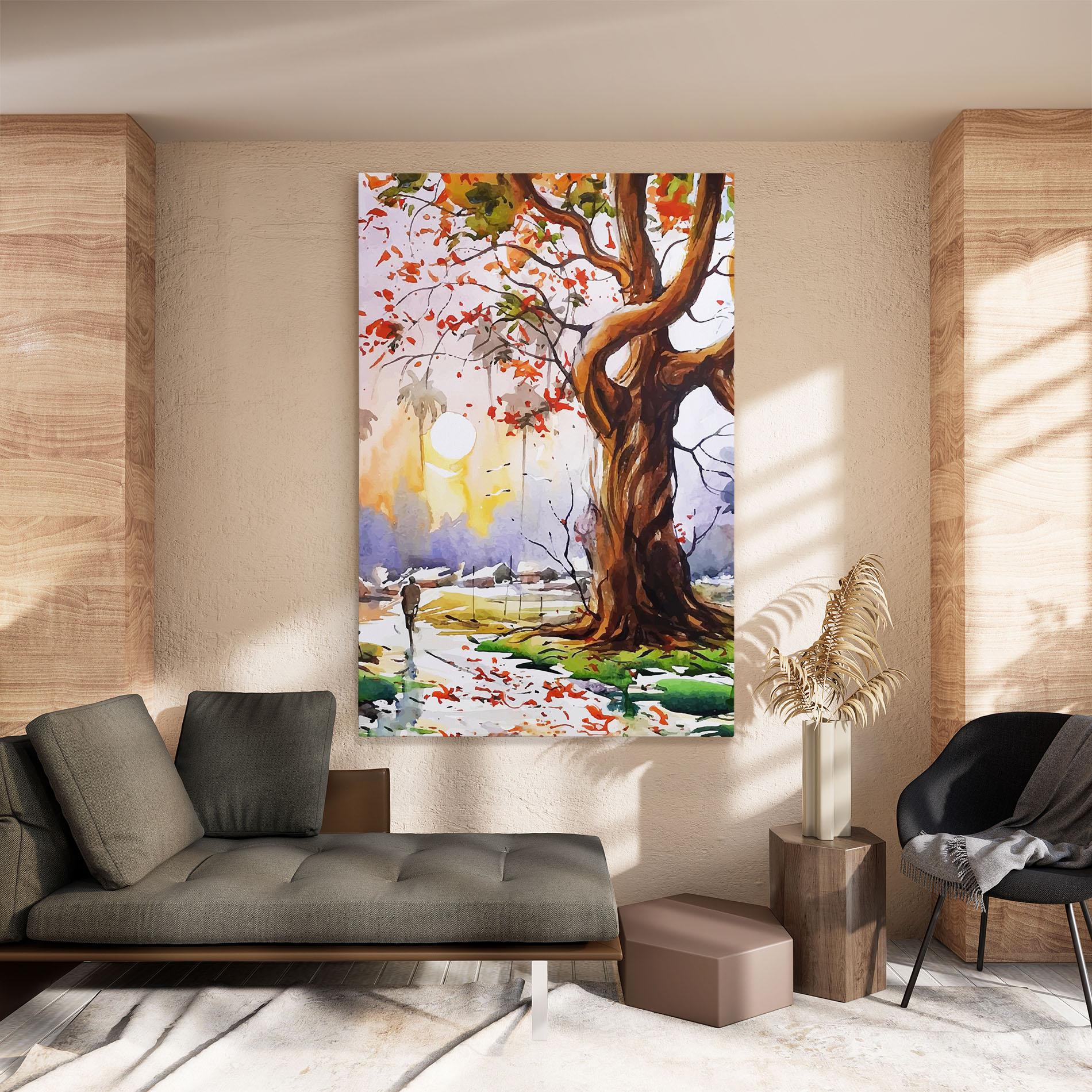 Leinwandbild Watercolor Spring Tree mockup 8