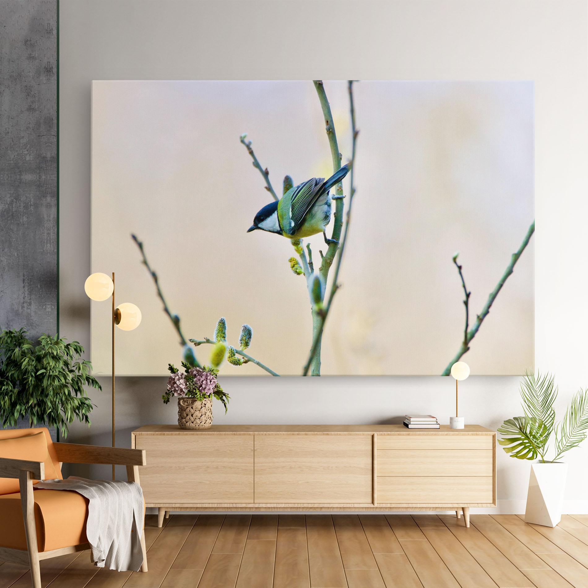 Leinwandbild Beautiful Spring Bird mockup 9