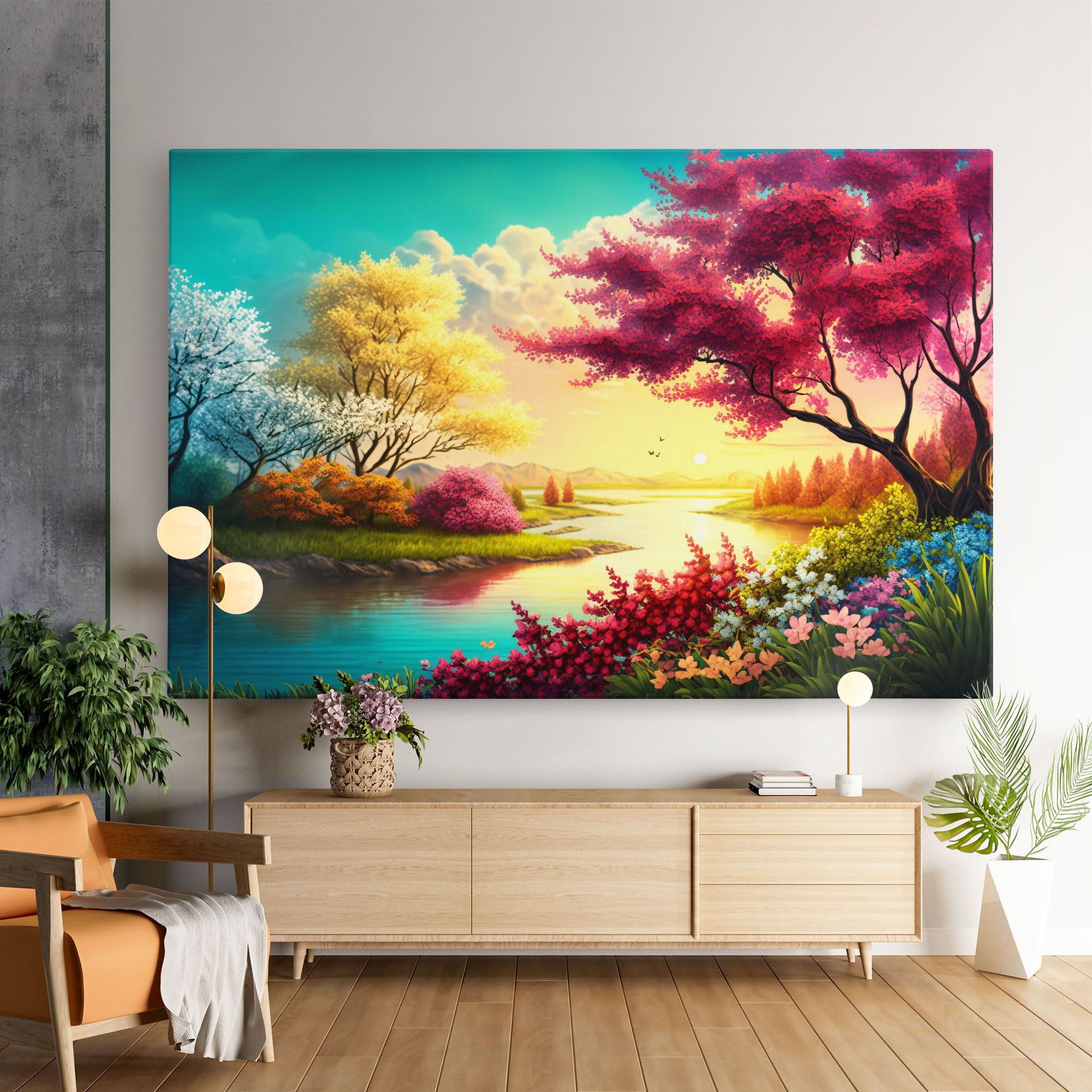 Pink Yellow Trees mockup 9