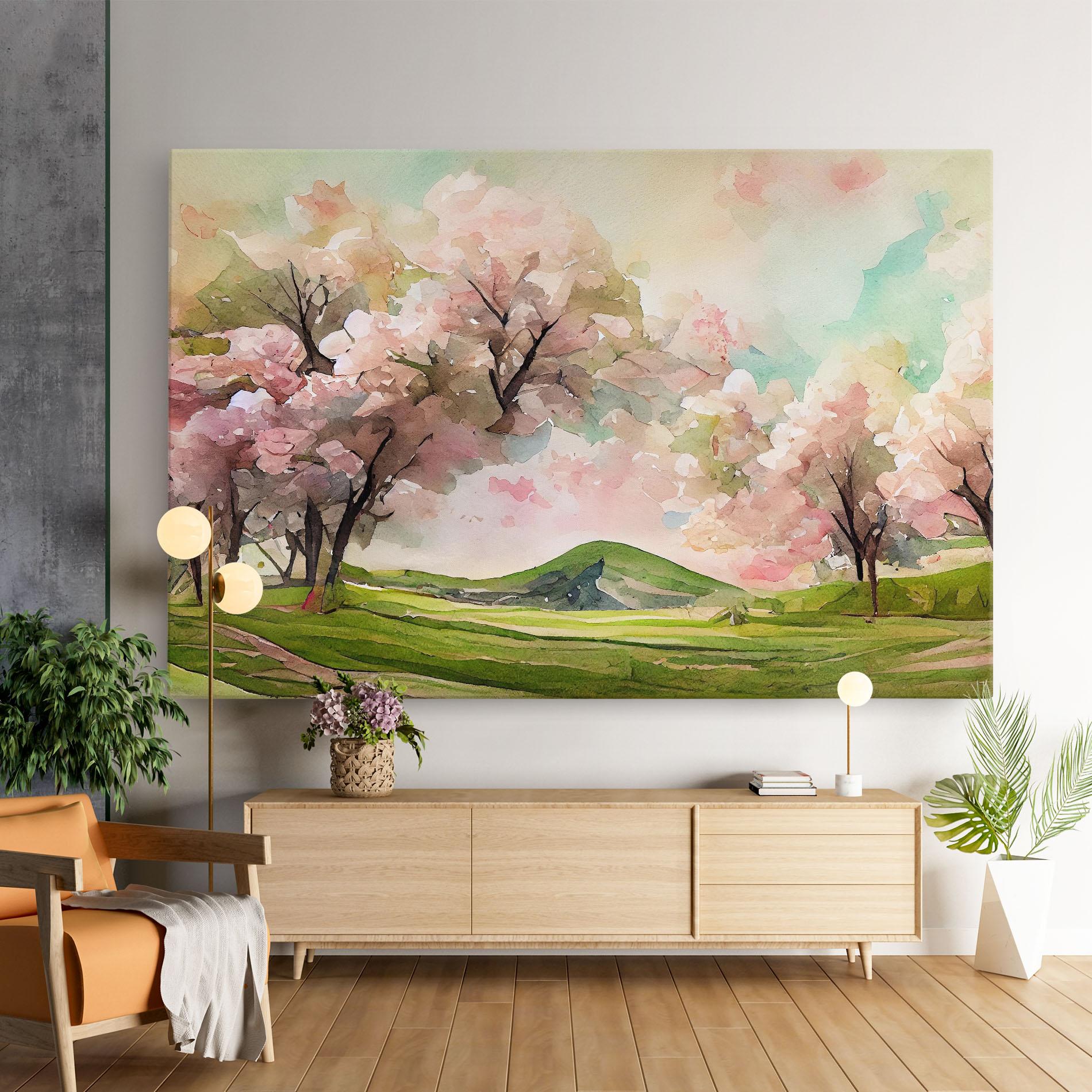 Leinwandbild Spring Pink Trees mockup 9