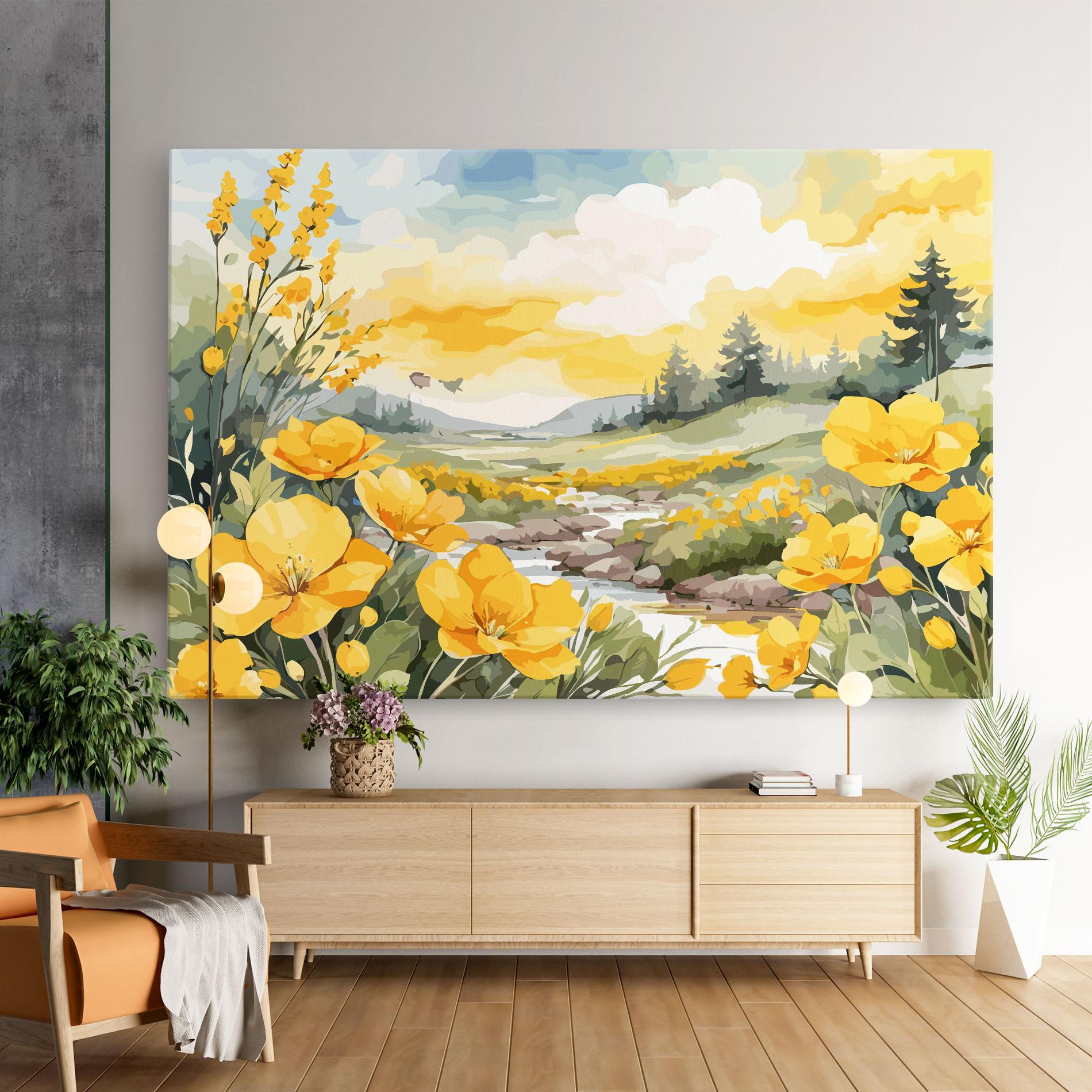 Leinwandbild Yellow Spring Flower mockup 9