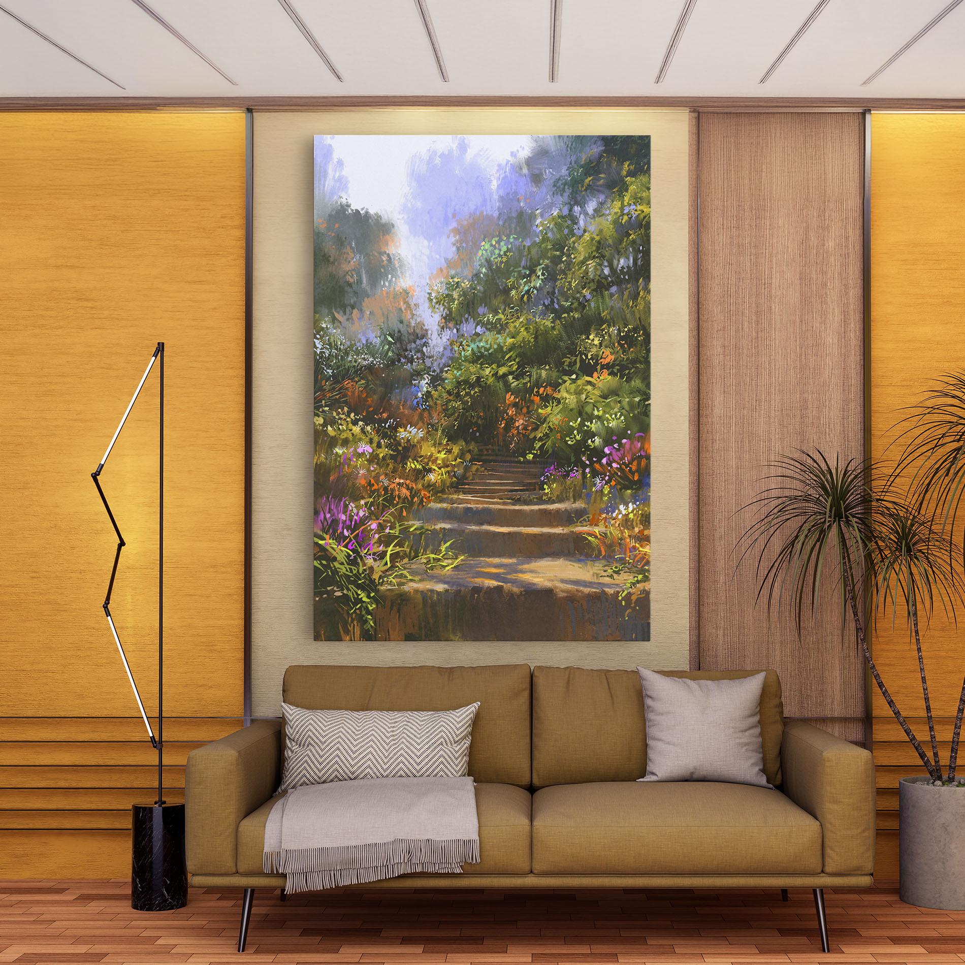 Leinwandbild Spring Staircase Painting mockup 9
