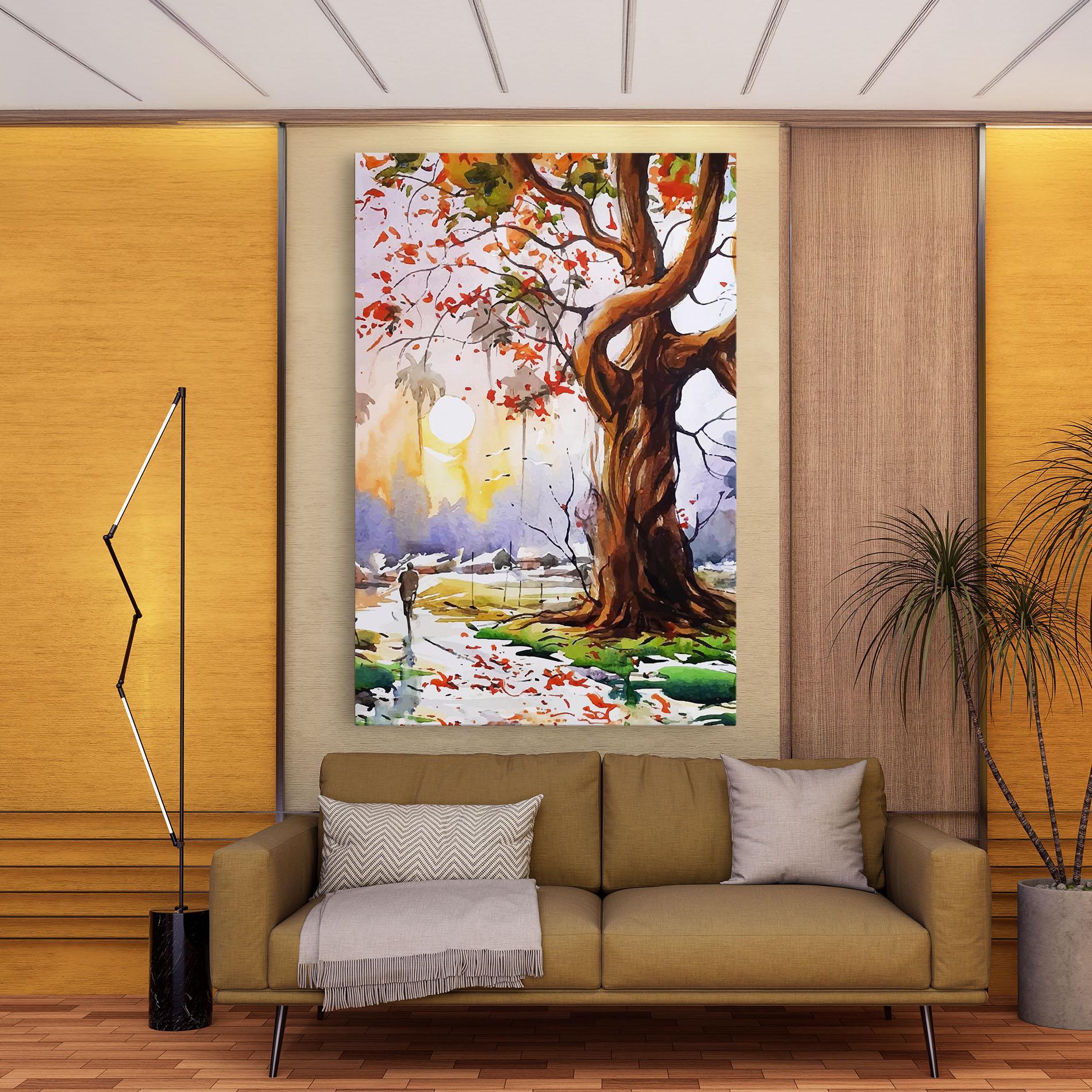 Leinwandbild Watercolor Spring Tree mockup 9