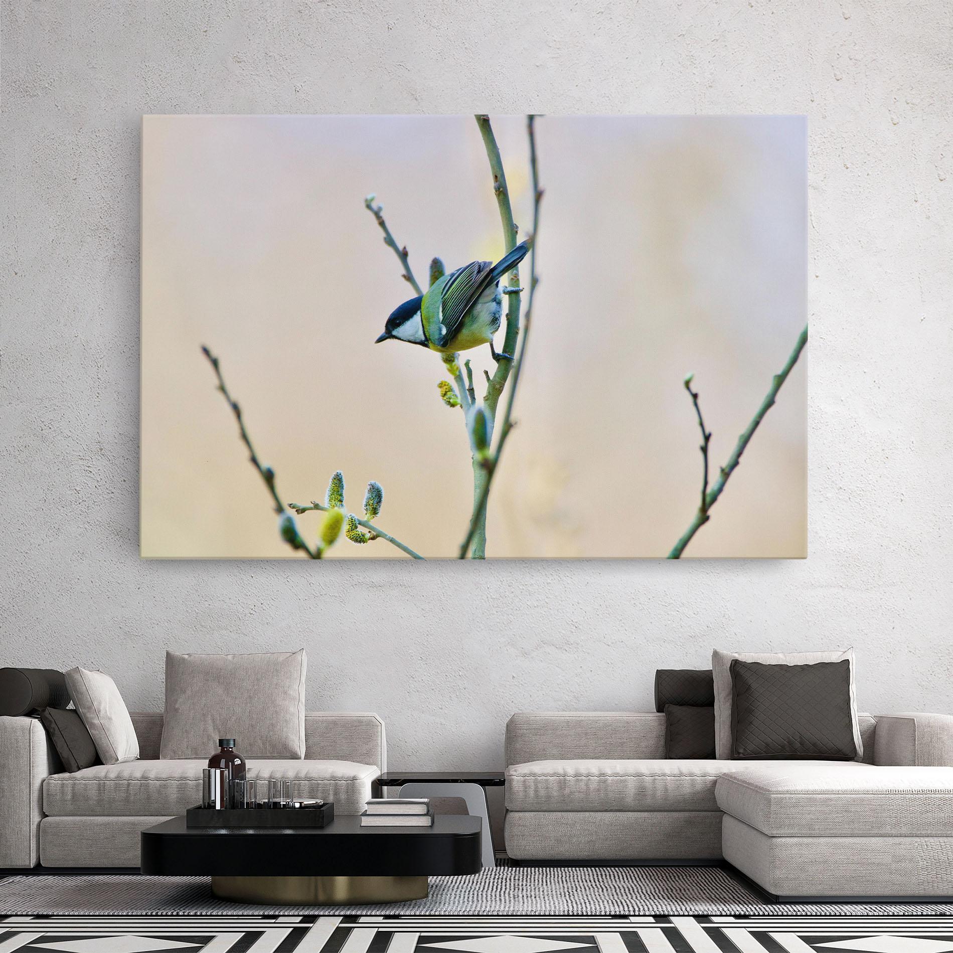 Leinwandbild Beautiful Spring Bird mockup 2