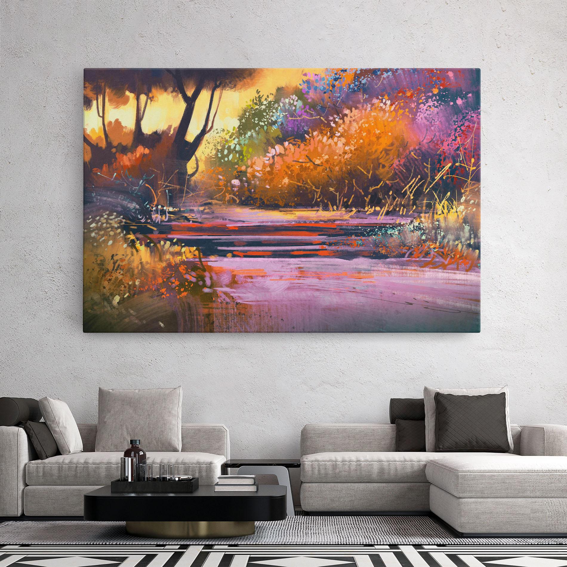 Leinwandbild Landscape Colorful Trees mockup 2