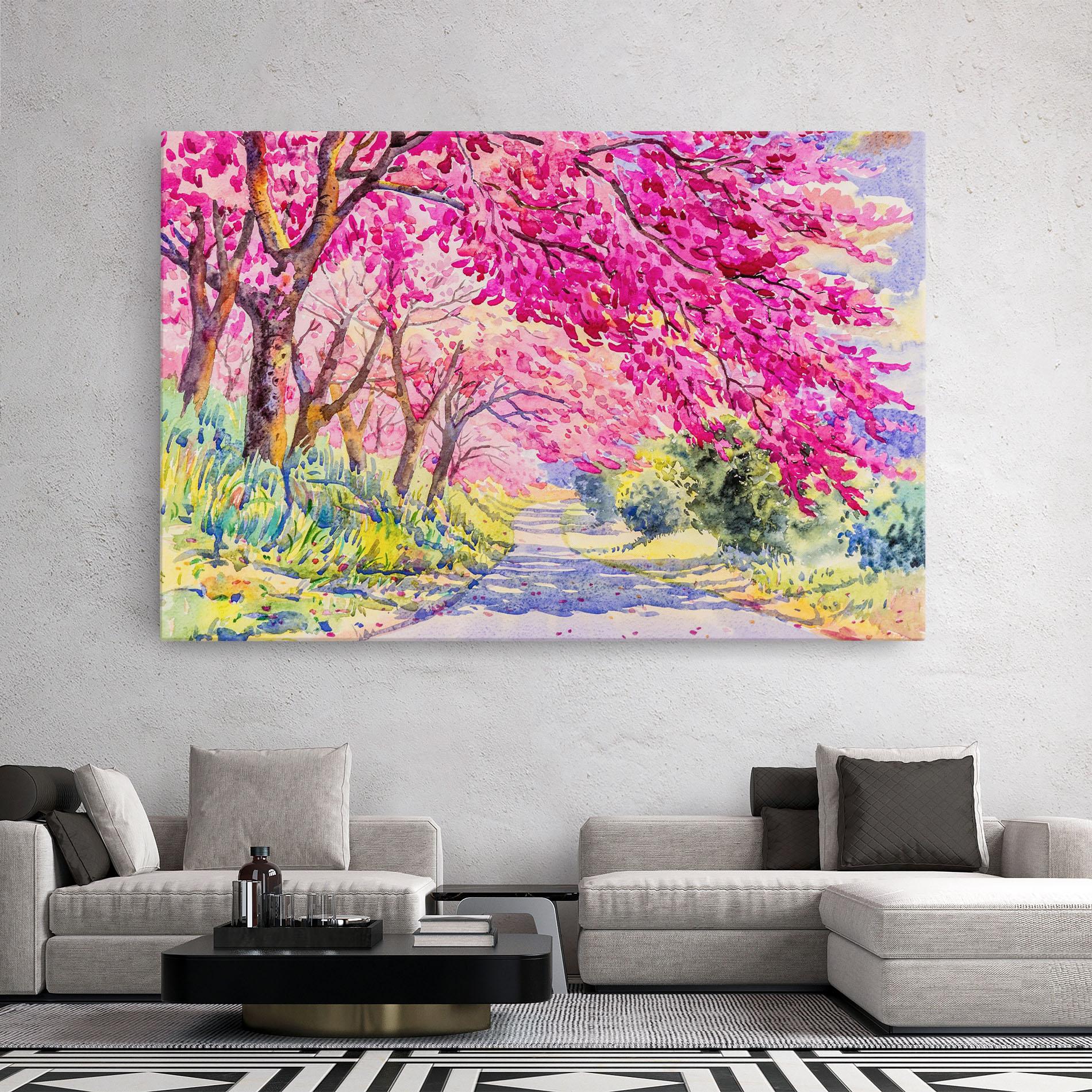 Leinwandbild Pink Trees Art mockup 2