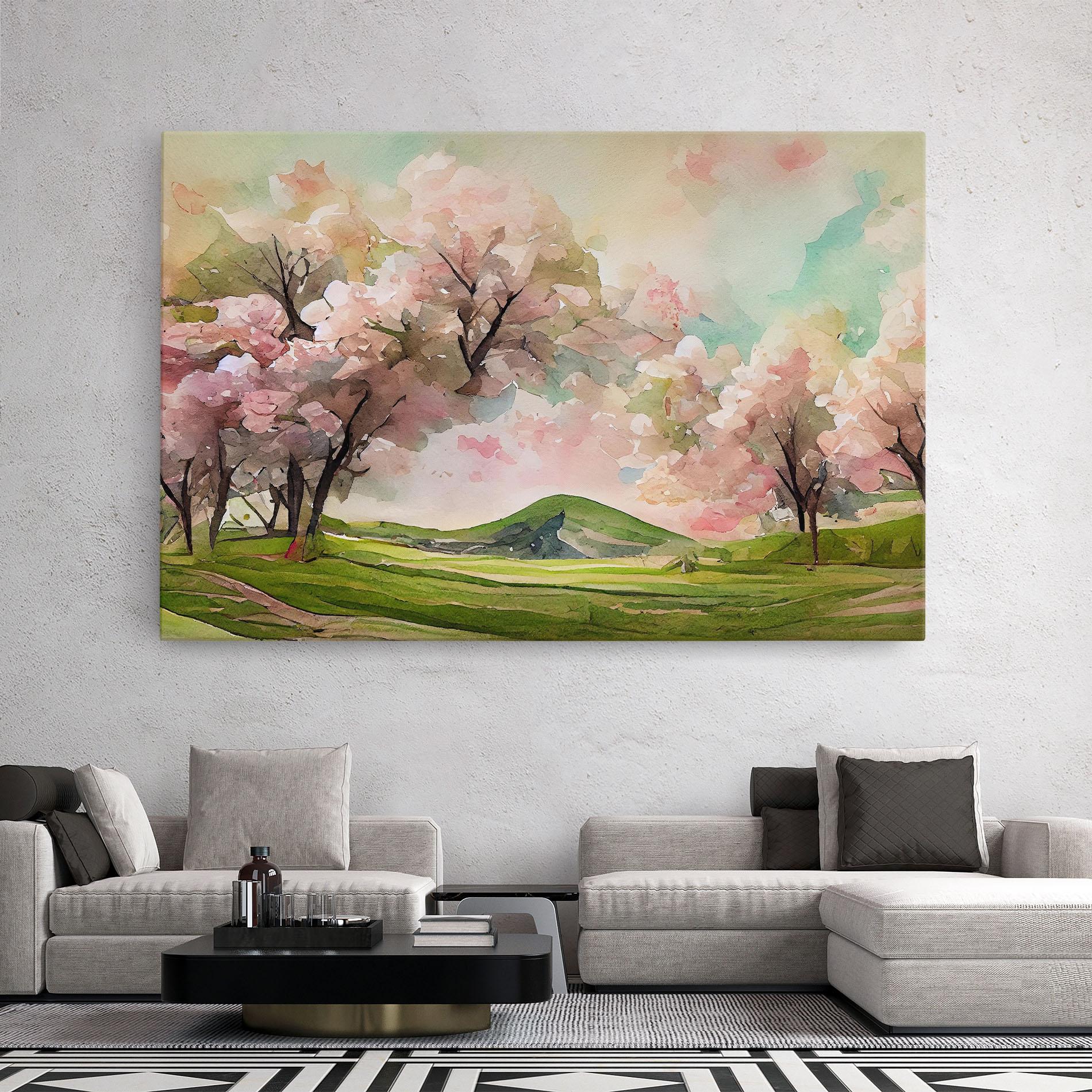 Leinwandbild Spring Pink Trees mockup 2