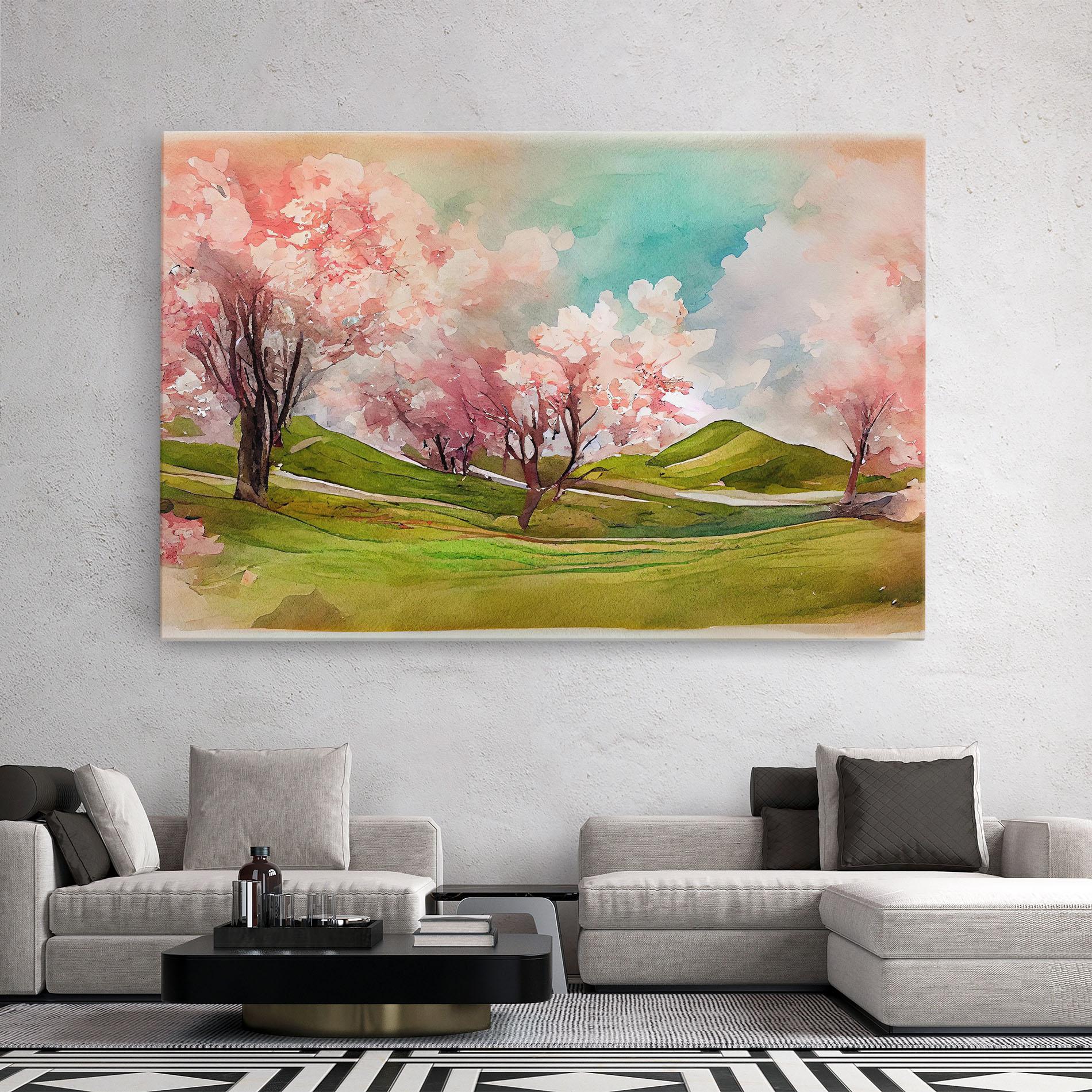 Leinwandbild Spring Trees Painting mockup 2