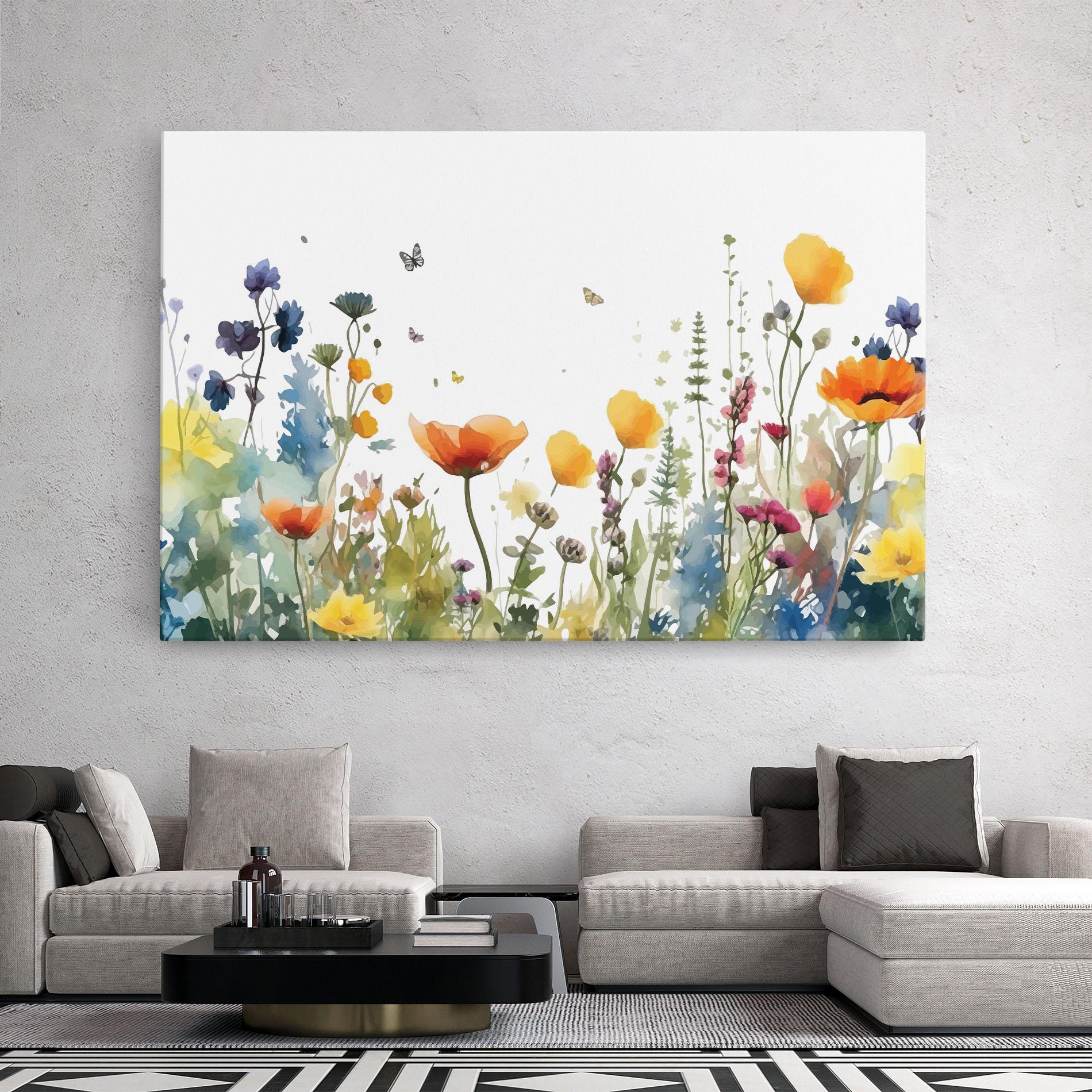 Leinwandbild Watercolor Spring Flowers mockup 2
