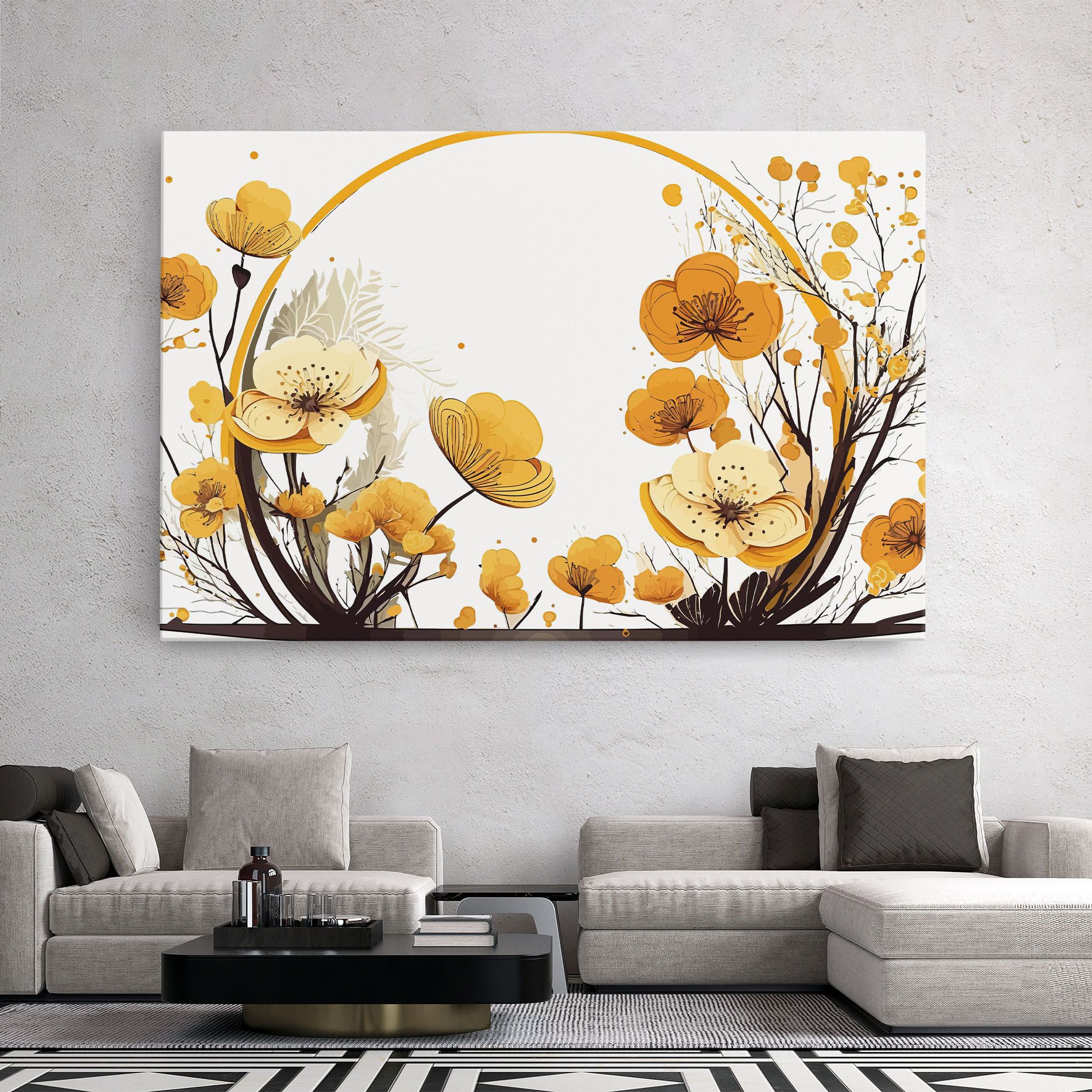 Yellow Circle Flowers mockup 2