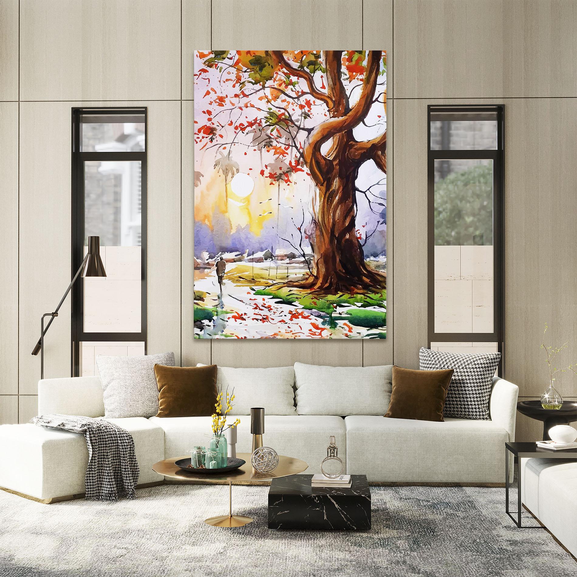 Leinwandbild Watercolor Spring Tree mockup 2