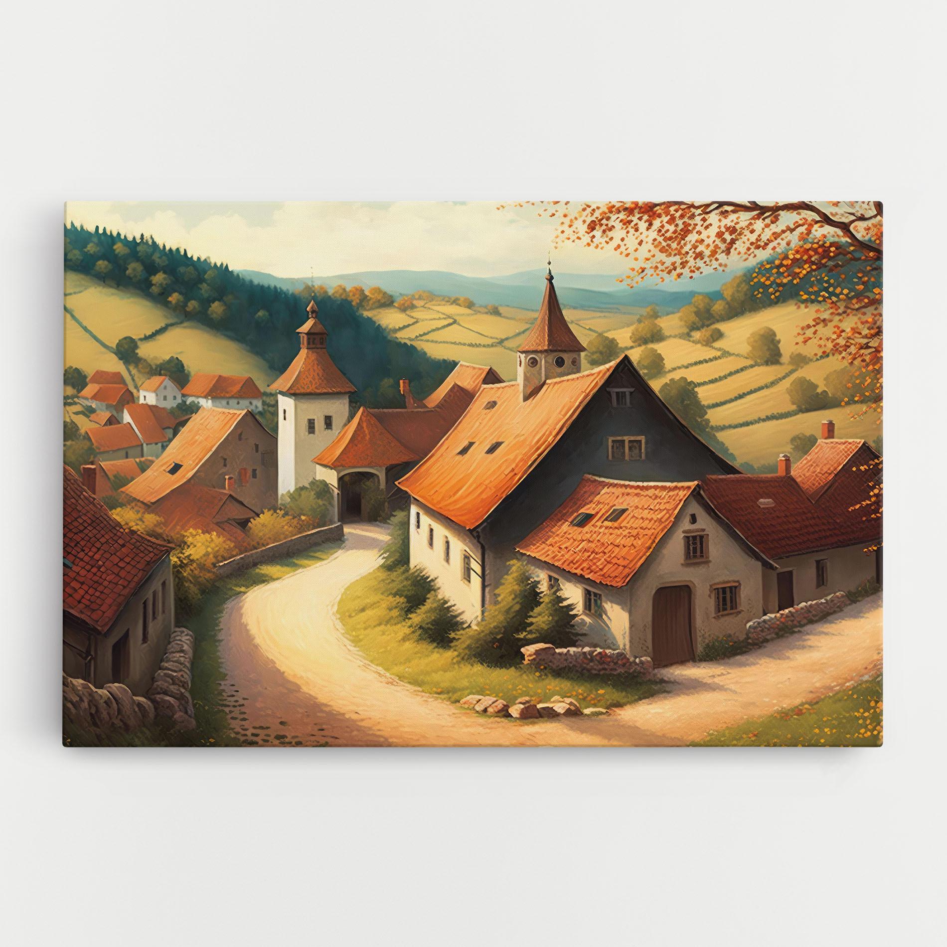 Leinwandbild Countryside Village mockup 0