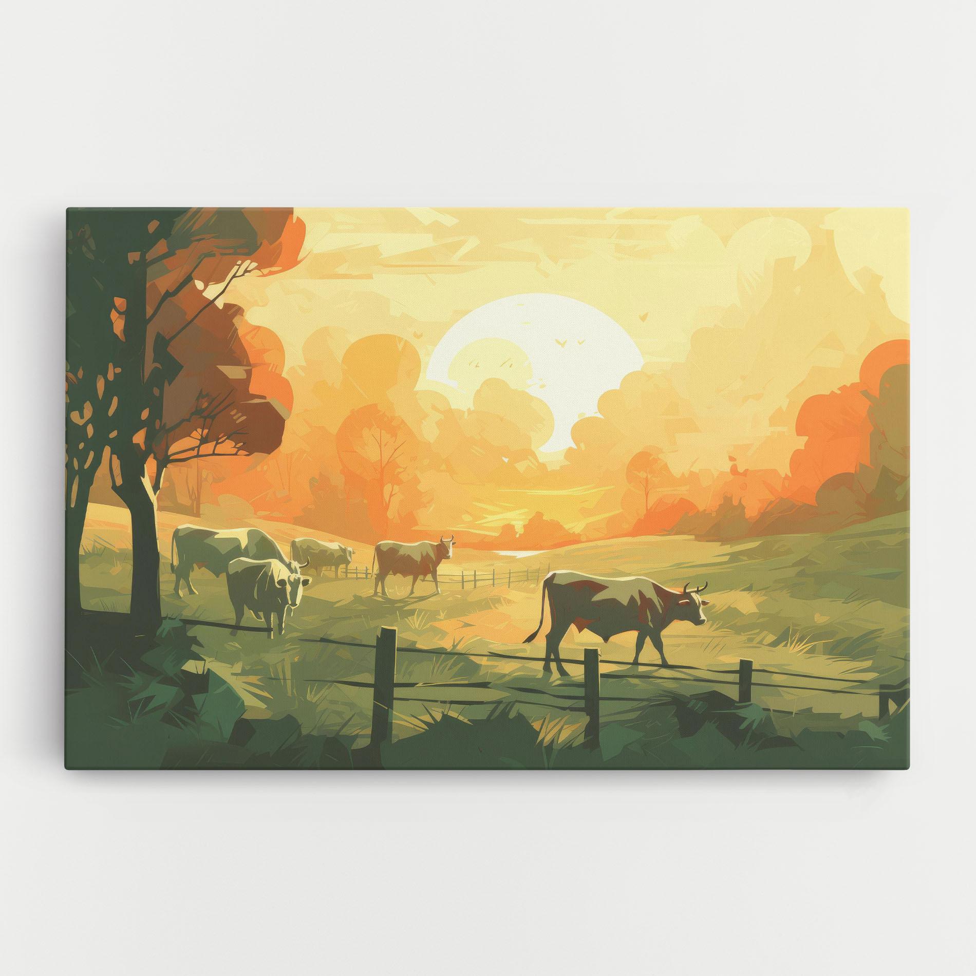 Leinwandbild Cows Grazing mockup 0