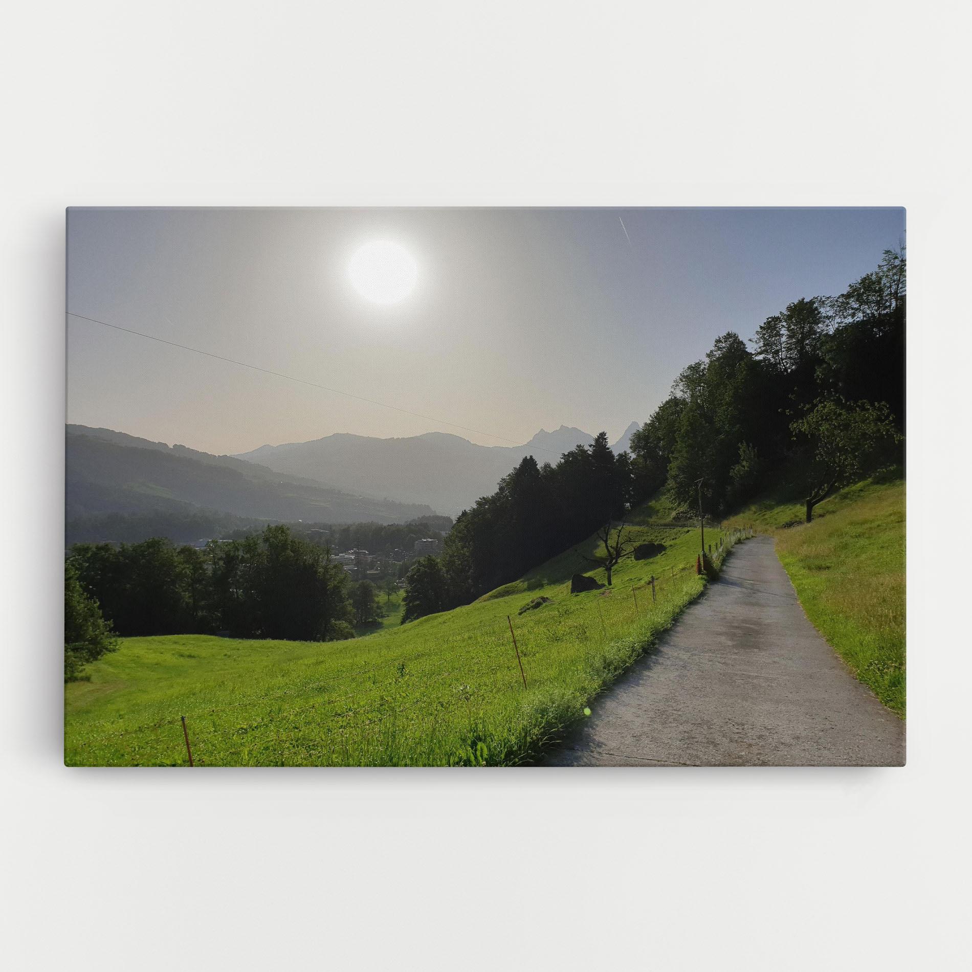 Leinwandbild Foggy Rural Road mockup 0