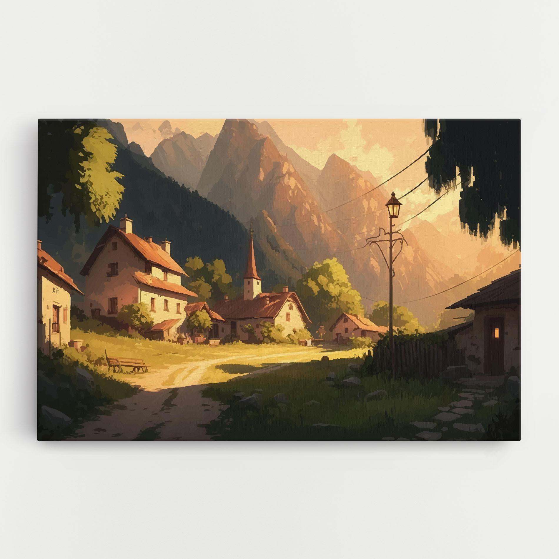 Leinwandbild Grassy Village View mockup 0