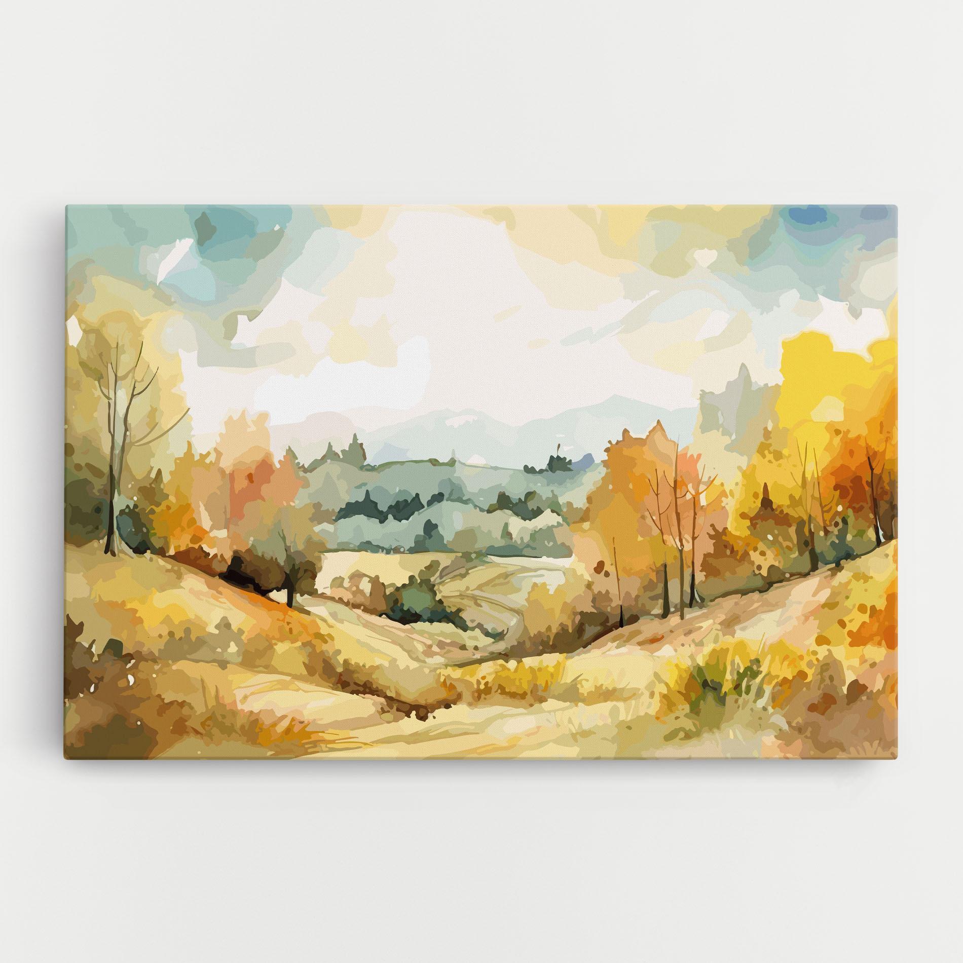 Leinwandbild Yellow Rural Trees mockup 0