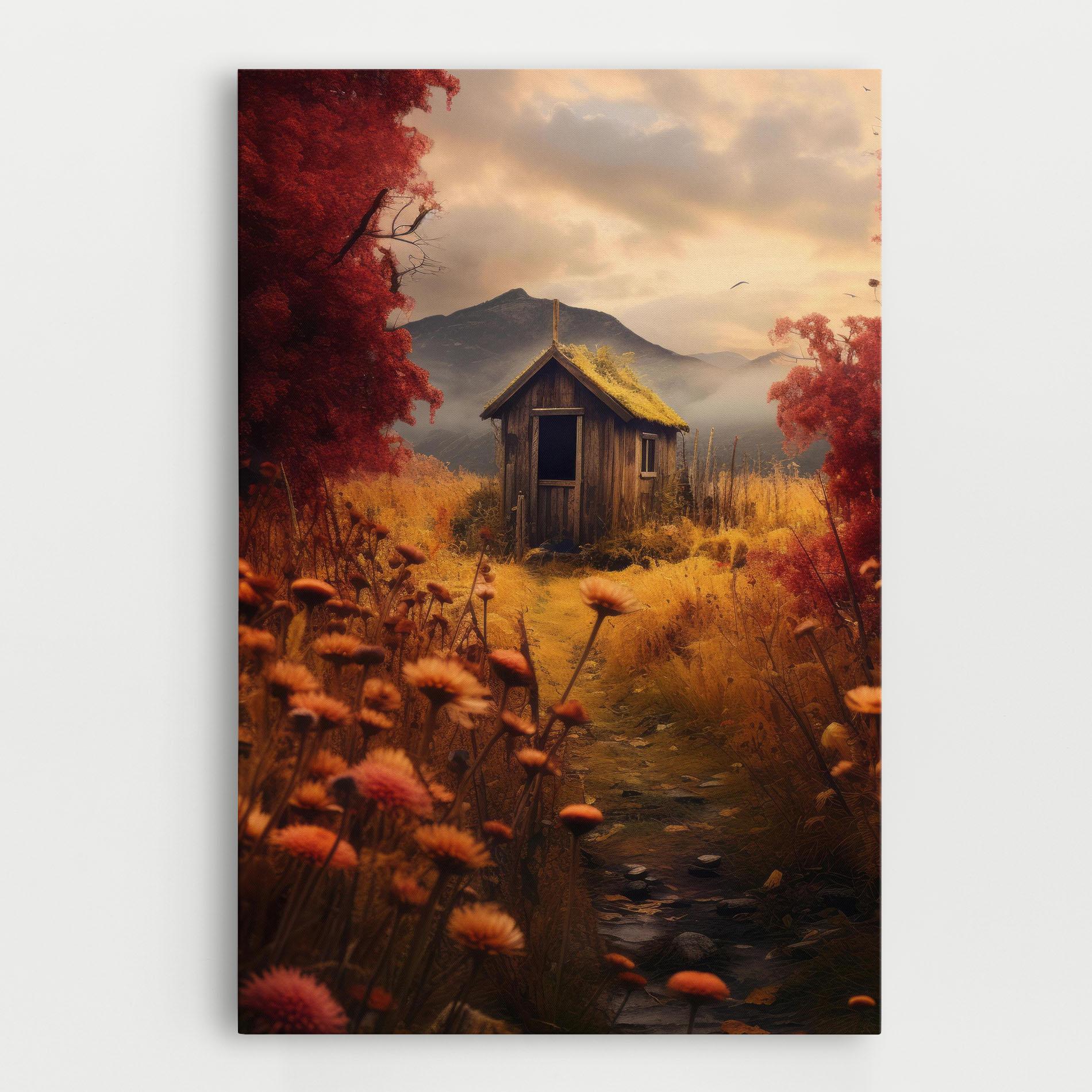 Leinwandbild Small Cabin Field mockup 0