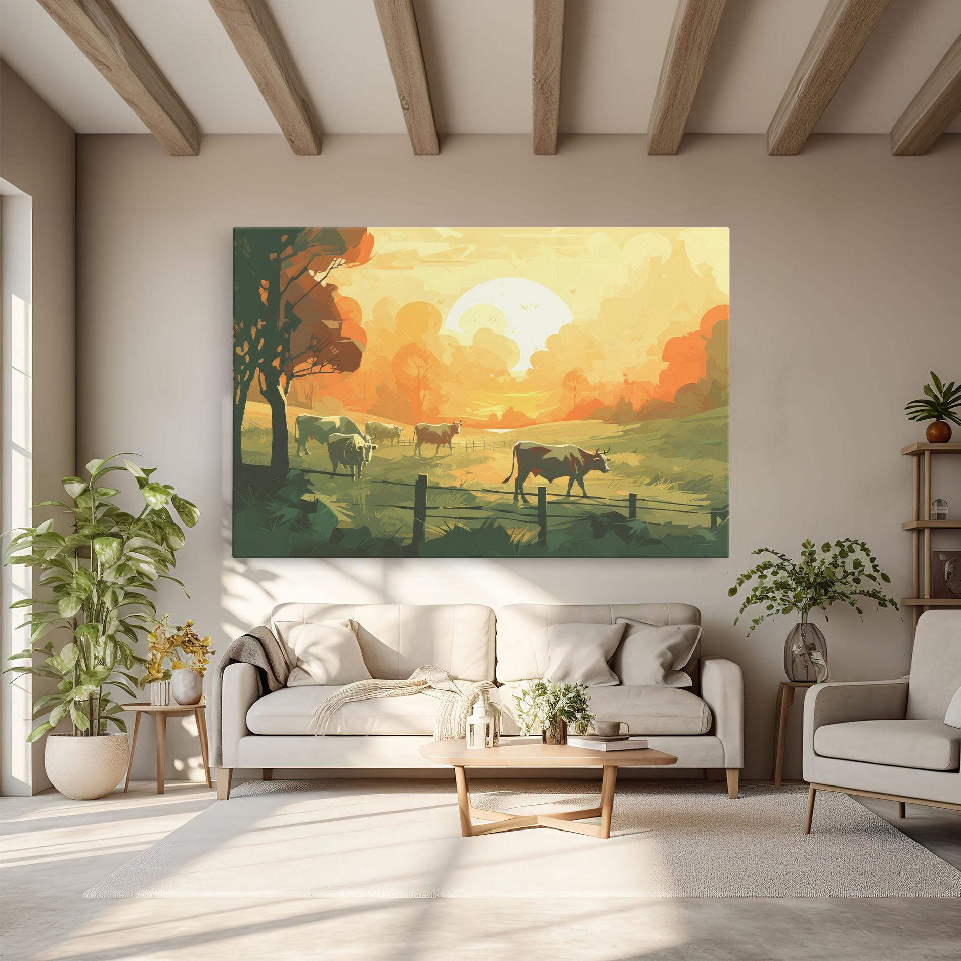 Leinwandbild Cows Grazing mockup 6