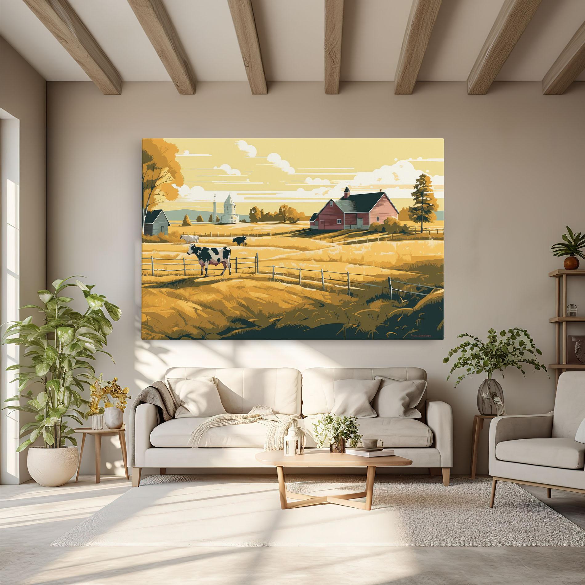 Leinwandbild Cows Sunlight Farm mockup 6