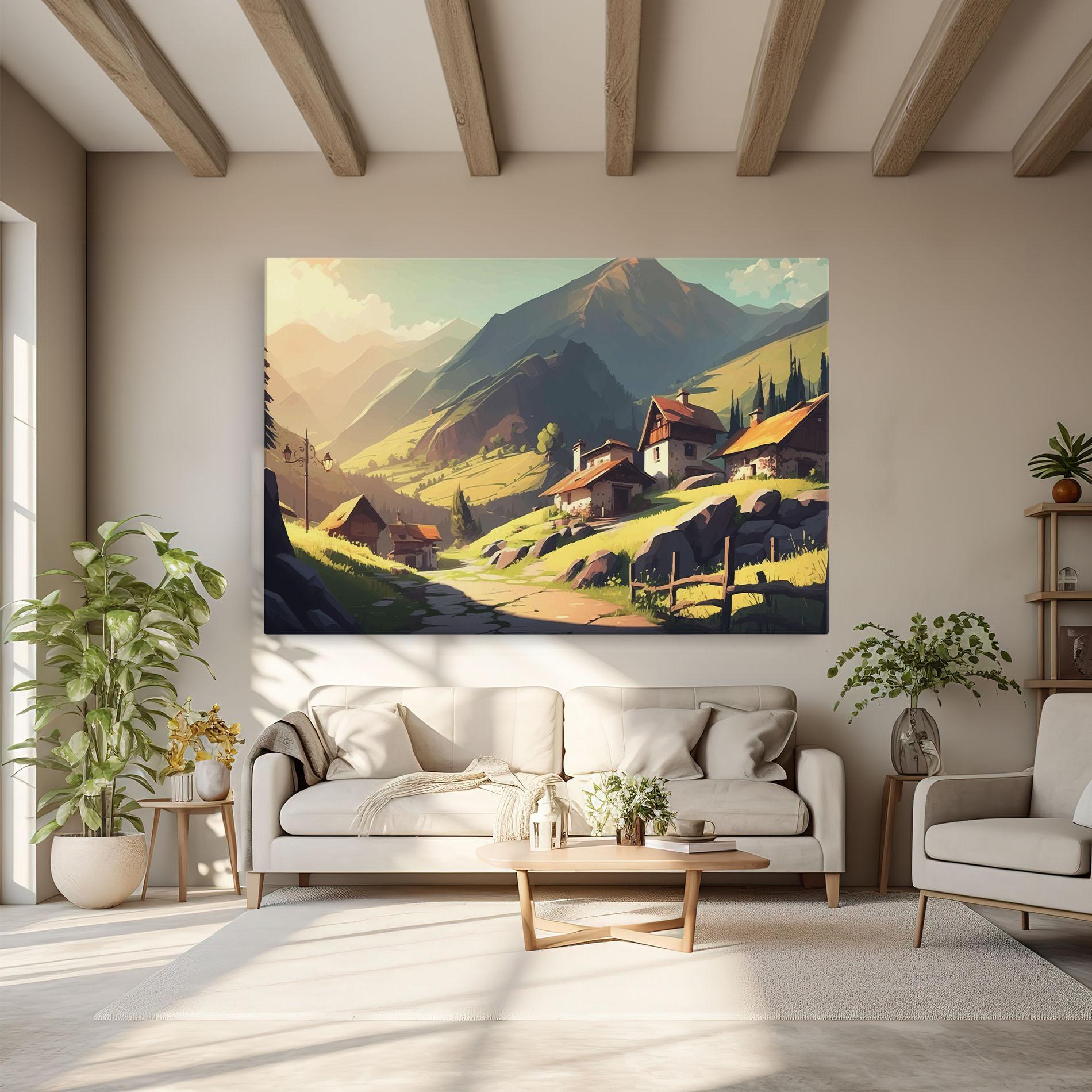 Leinwandbild Grassy Mountain View mockup 6