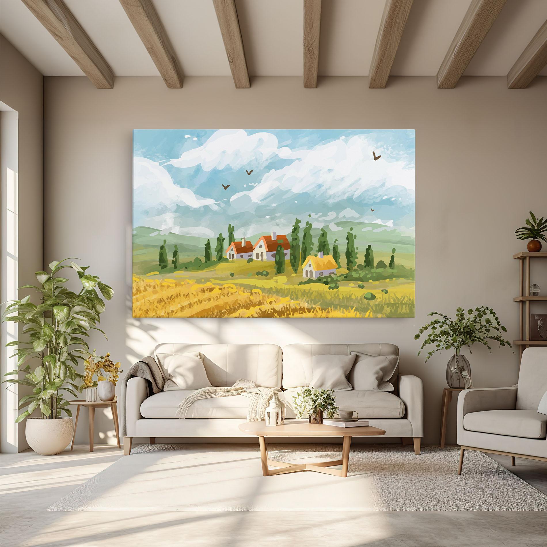 Leinwandbild Orange Yellow House mockup 6