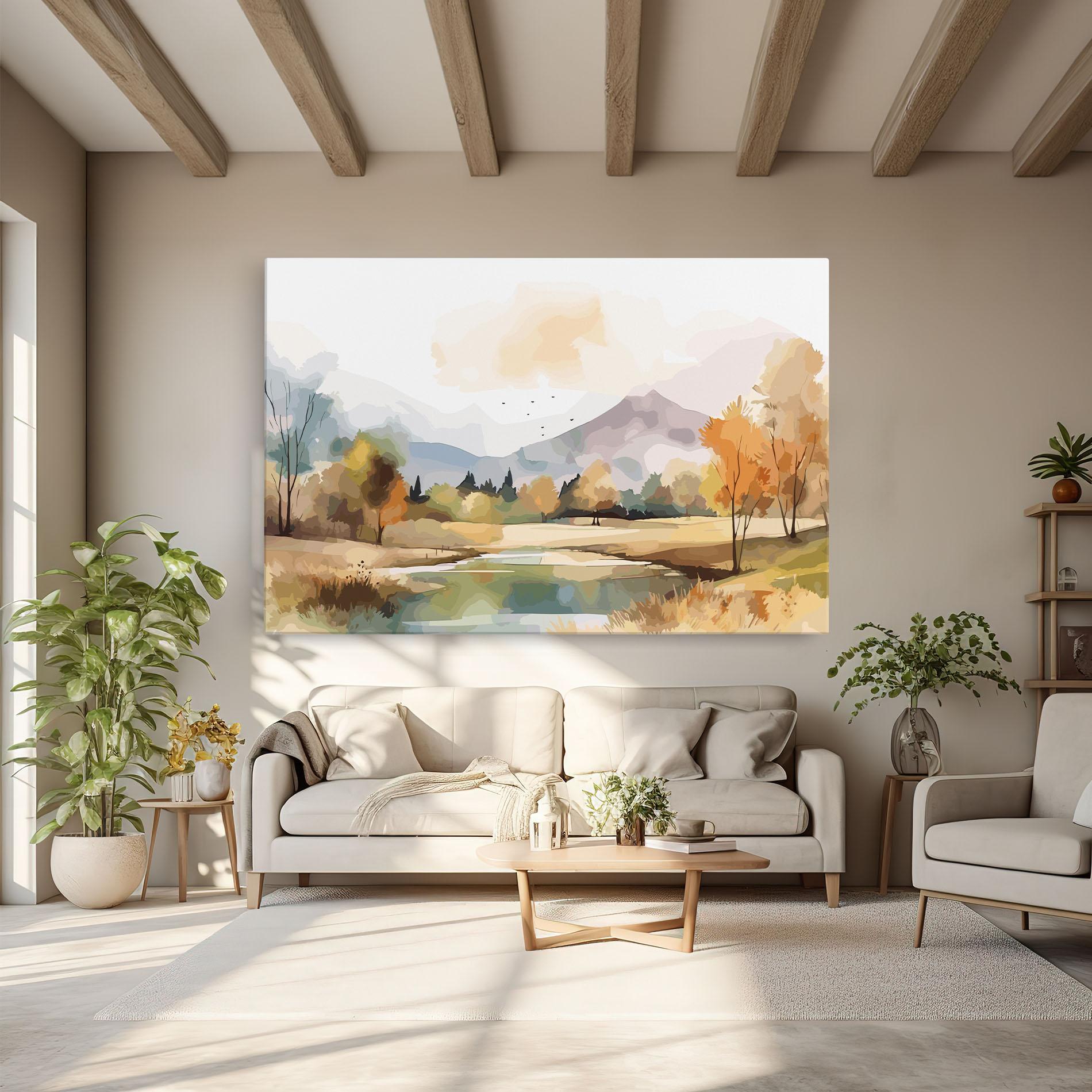 Leinwandbild Rural Lake View mockup 6
