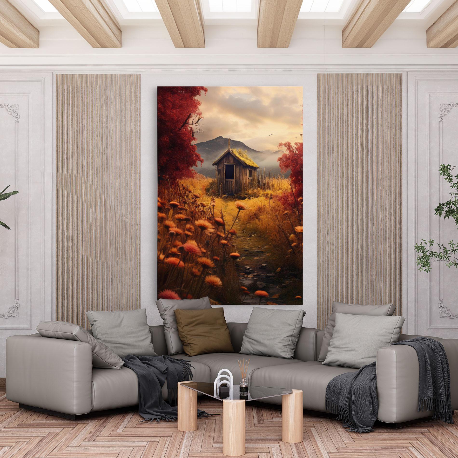 Leinwandbild Small Cabin Field mockup 6