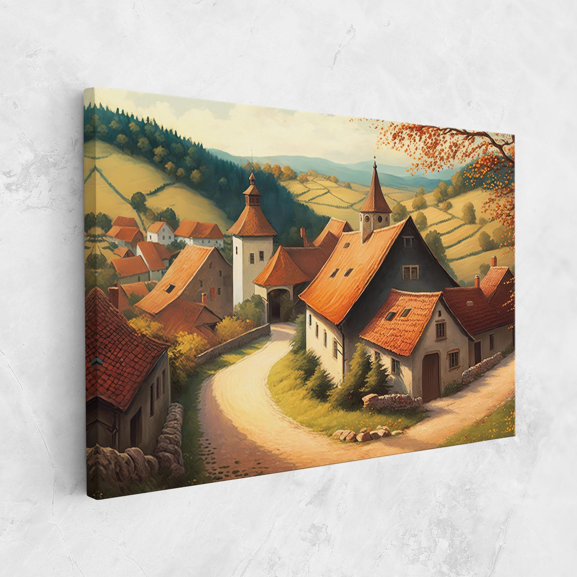 Leinwandbild Countryside Village mockup 1