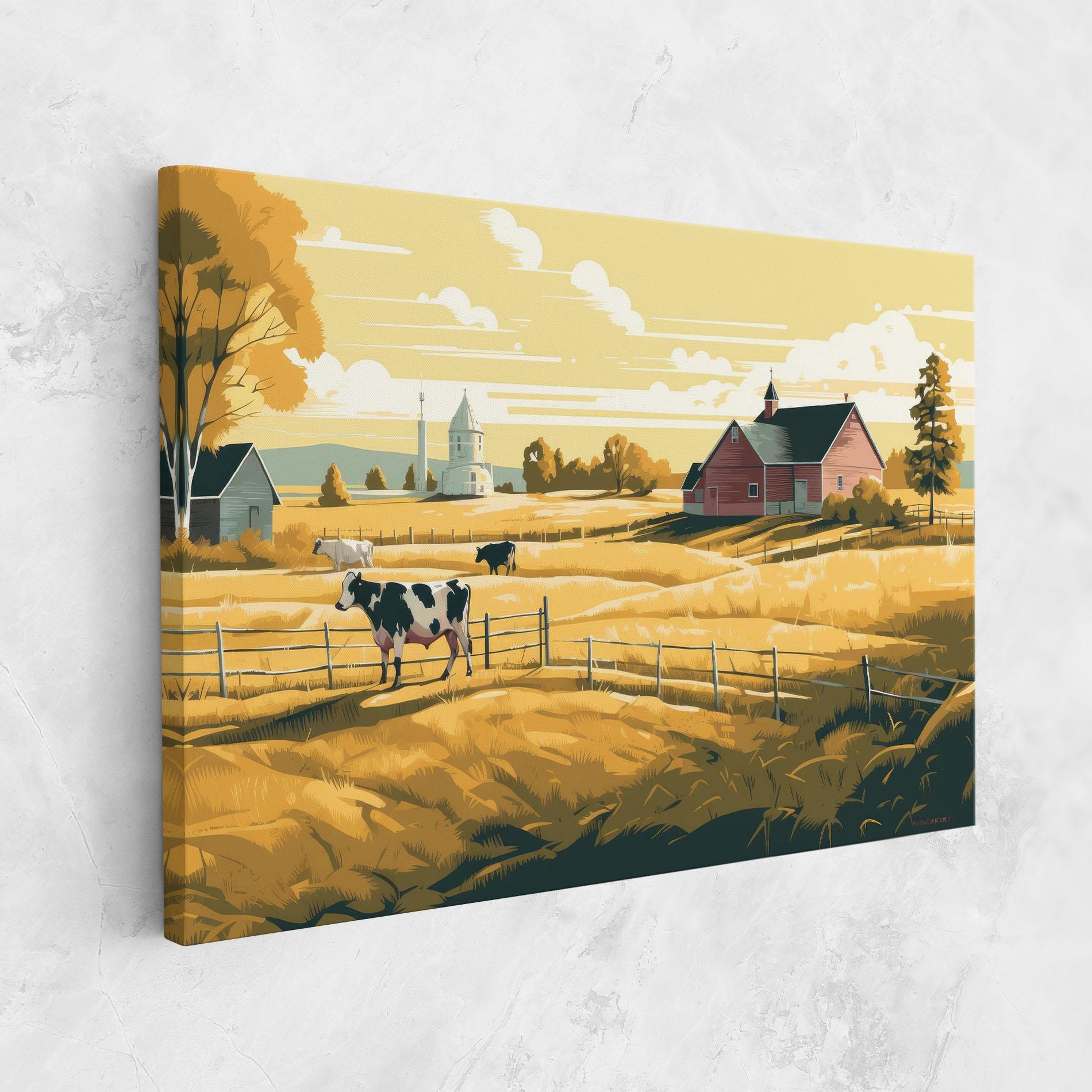 Leinwandbild Cows Sunlight Farm mockup 1