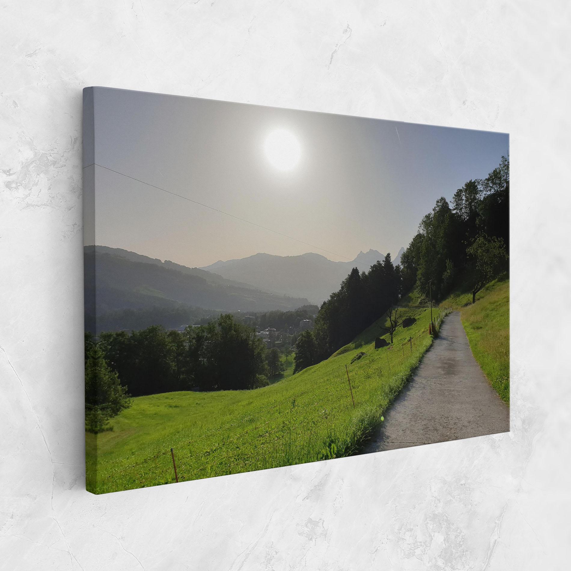 Leinwandbild Foggy Rural Road mockup 1