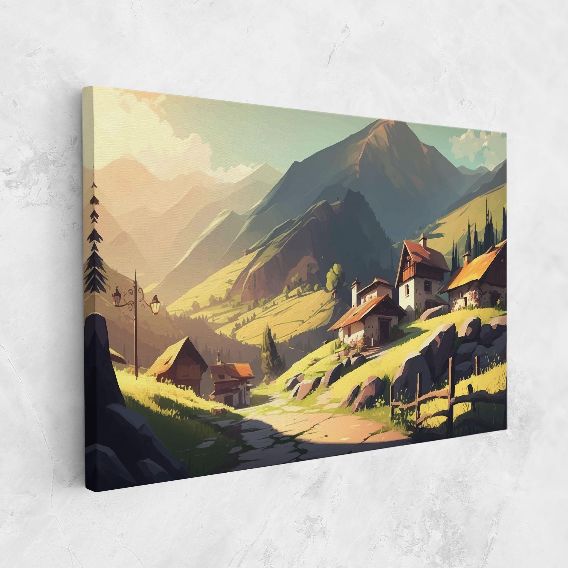 Leinwandbild Grassy Mountain View mockup 1