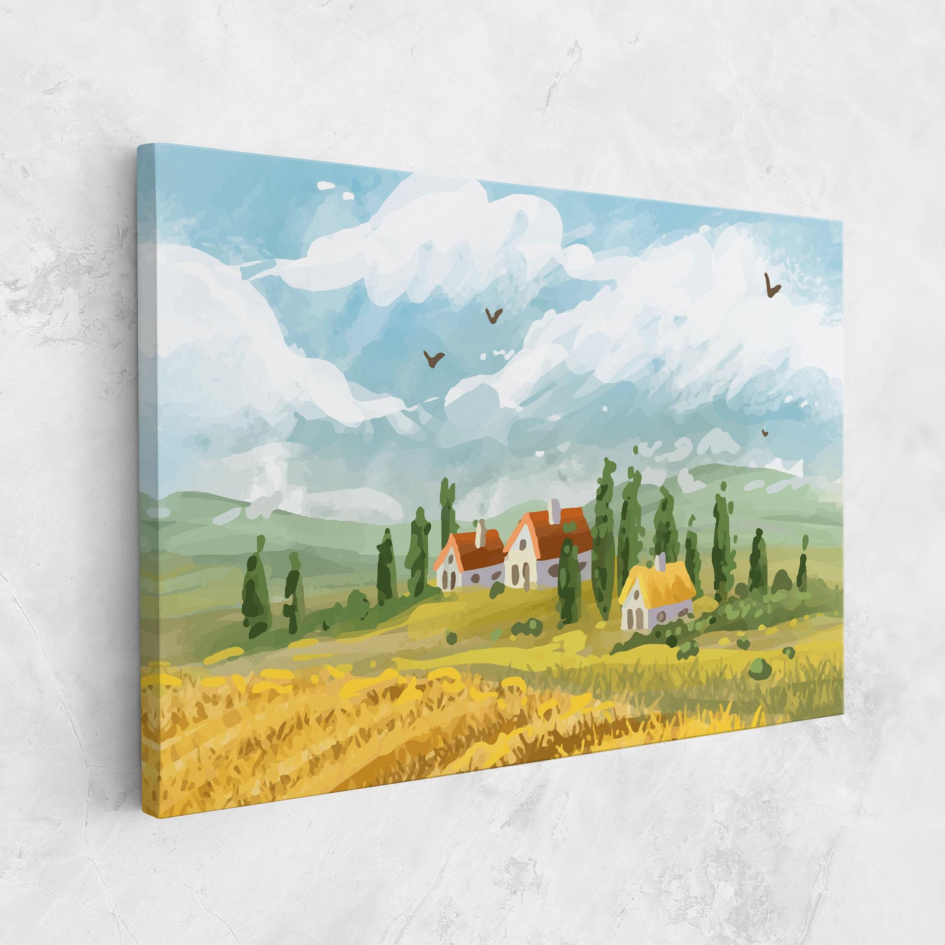 Leinwandbild Orange Yellow House mockup 1